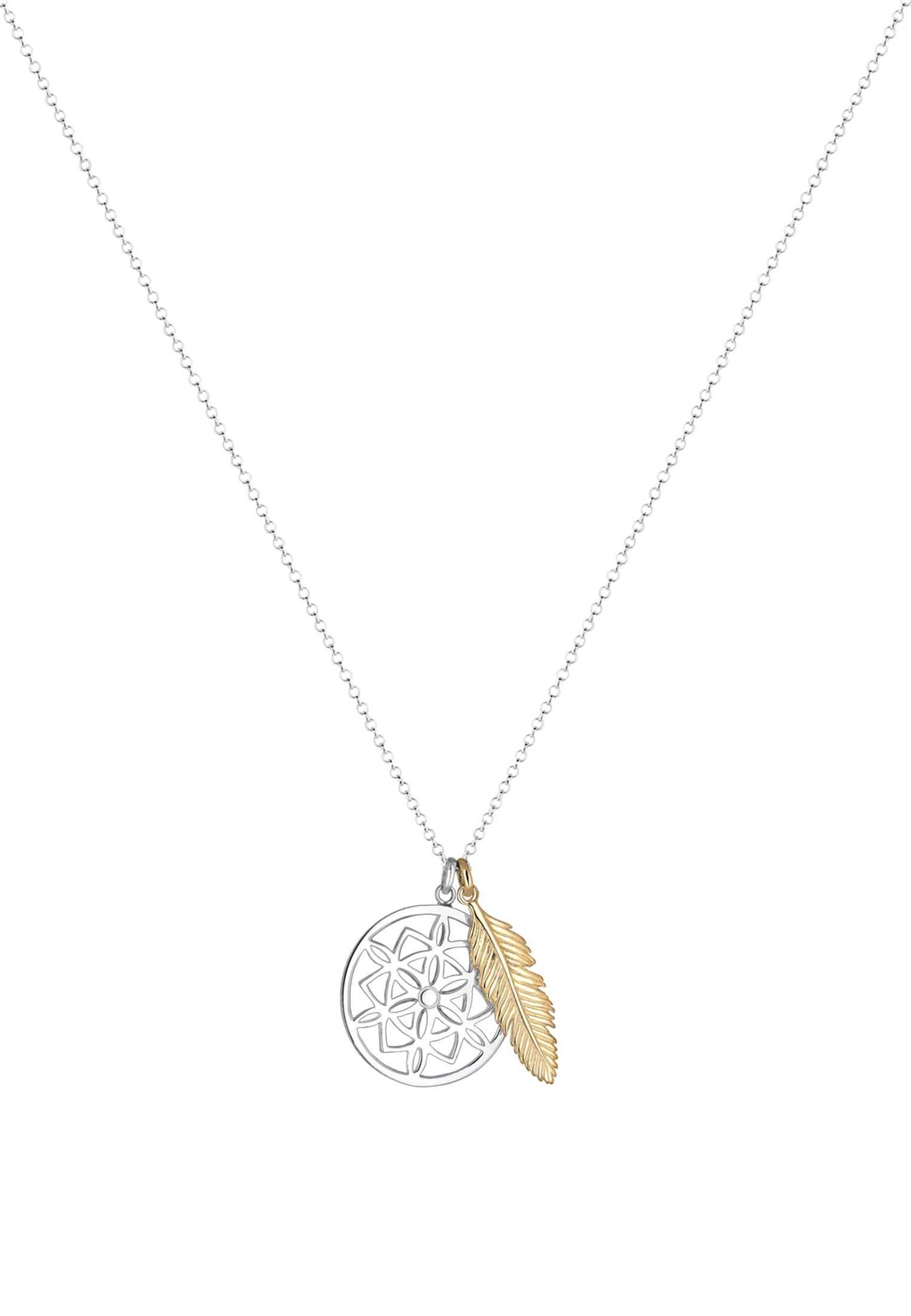 Elli Kette mit Anhänger »Traumfänger Feder 925 Sterling Silber«