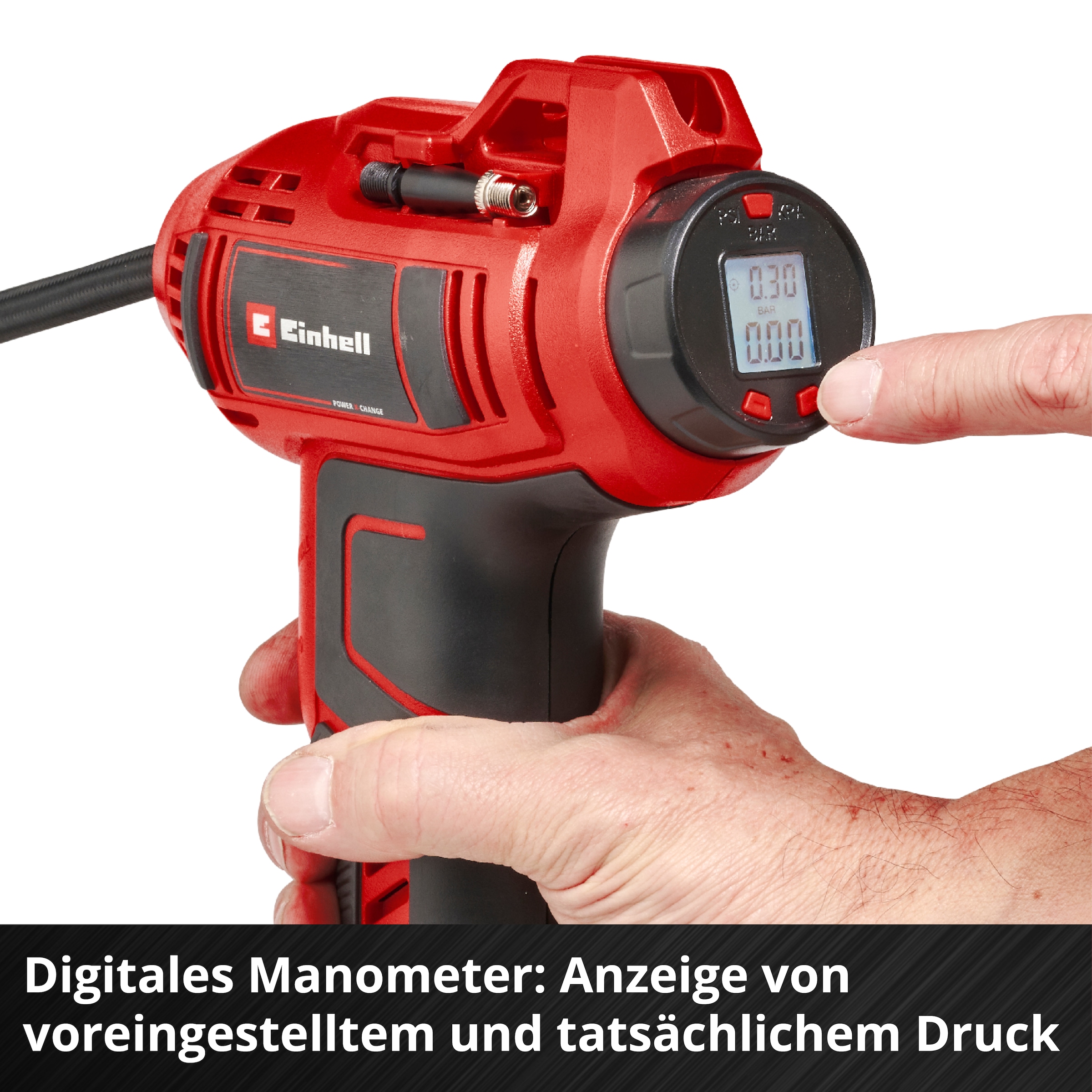 Einhell Akku-Handkompressor »CE-CC 18 Li-Solo«, (Set, 5 tlg.), Inklusive 3-teiligem Adapter-Set, ohne Akku, ohne Ladegerät