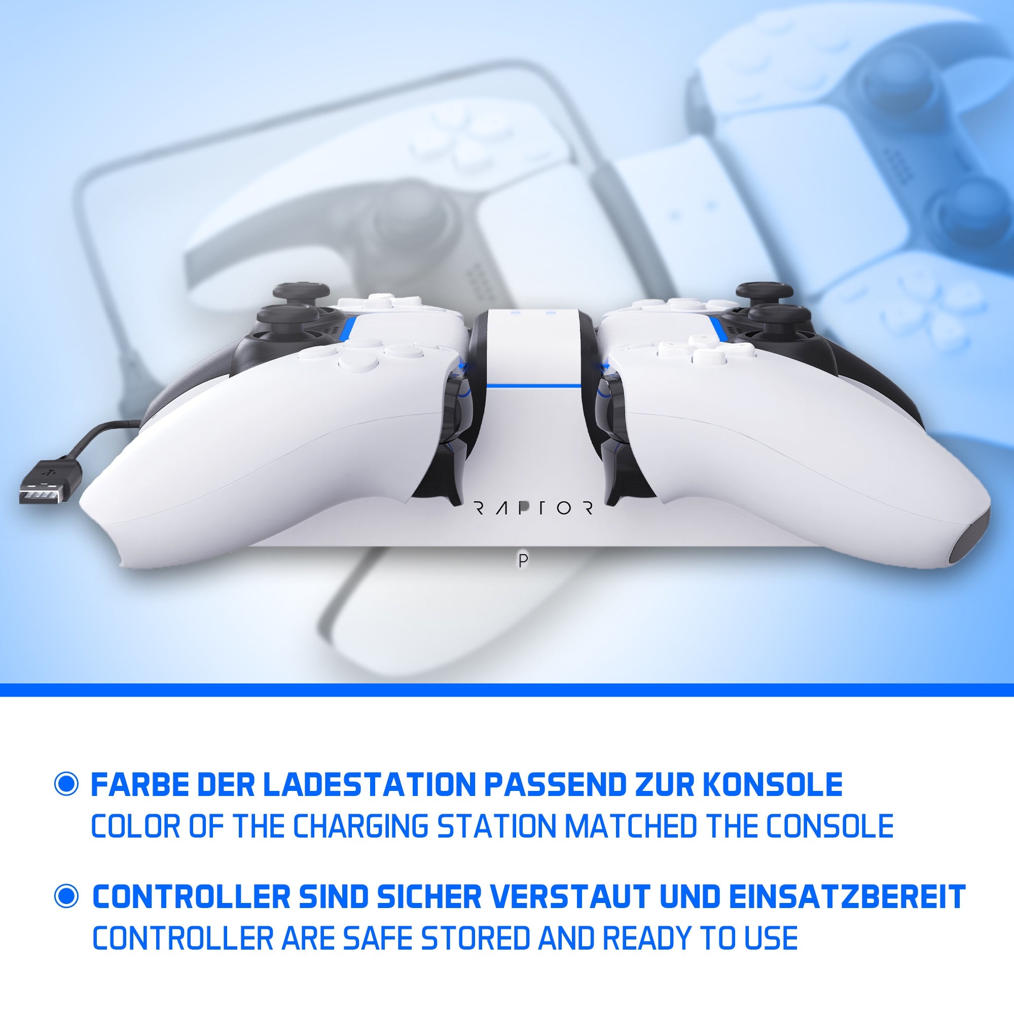 Raptor-Gaming Akku-Ladestation »Ladestation Playstation 5 für 2 Controll«