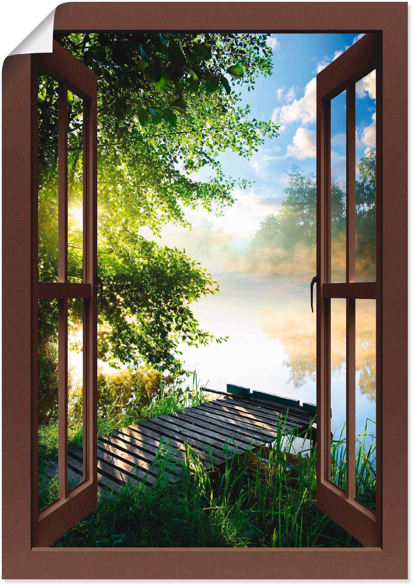 Artland Wandbild »Fensterblick Angelsteg am Fluss«, Fensterblick, (1 St.), als... kaufen