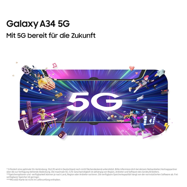 SAMSUNG Galaxy A34 5G, 256 GB, Awesome Violet auf Rechnung bestellen