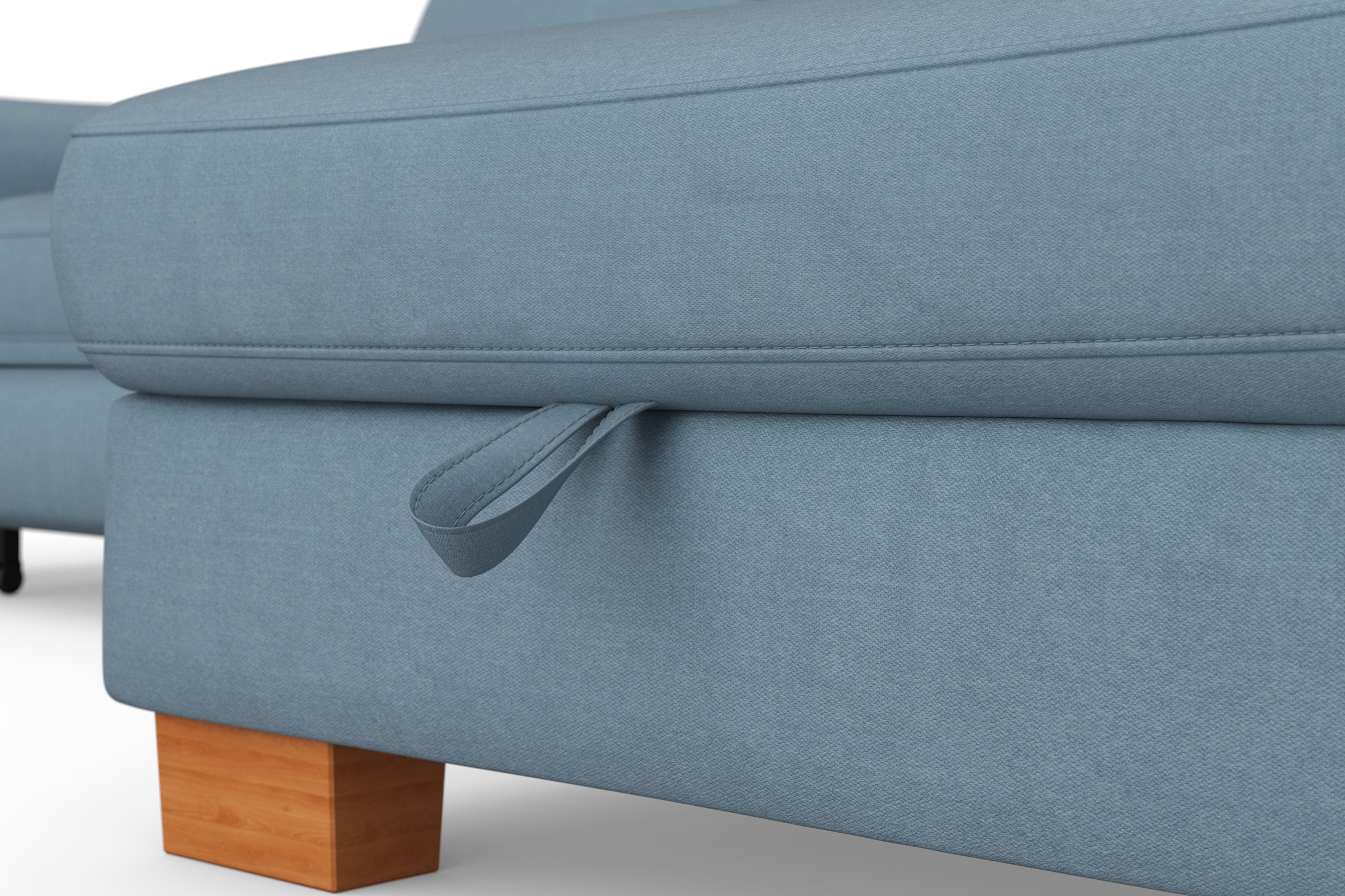 sit&more Ecksofa »Dundee L-Form«, mit Federkern und Massivholzfüßen, wahlweise mit Kopfteilverstellung