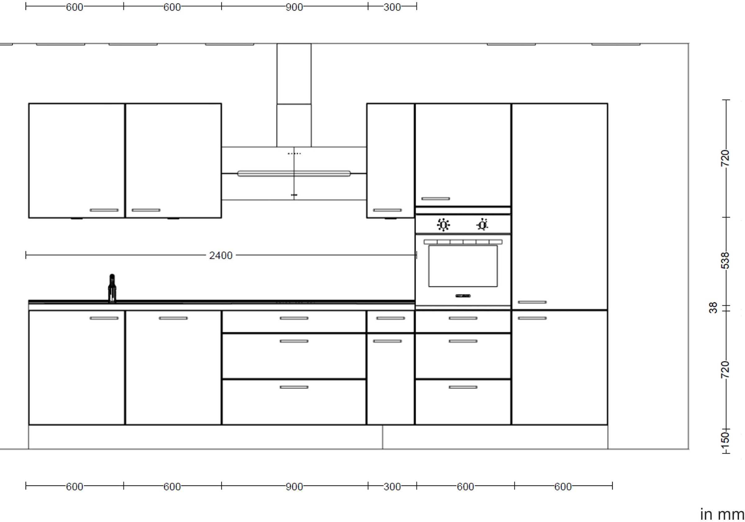 nobilia® Küchenzeile »"Riva II"«, vormontiert, Ausrichtung wählbar, Breite 360 cm, wahlw. mit E-Geräten