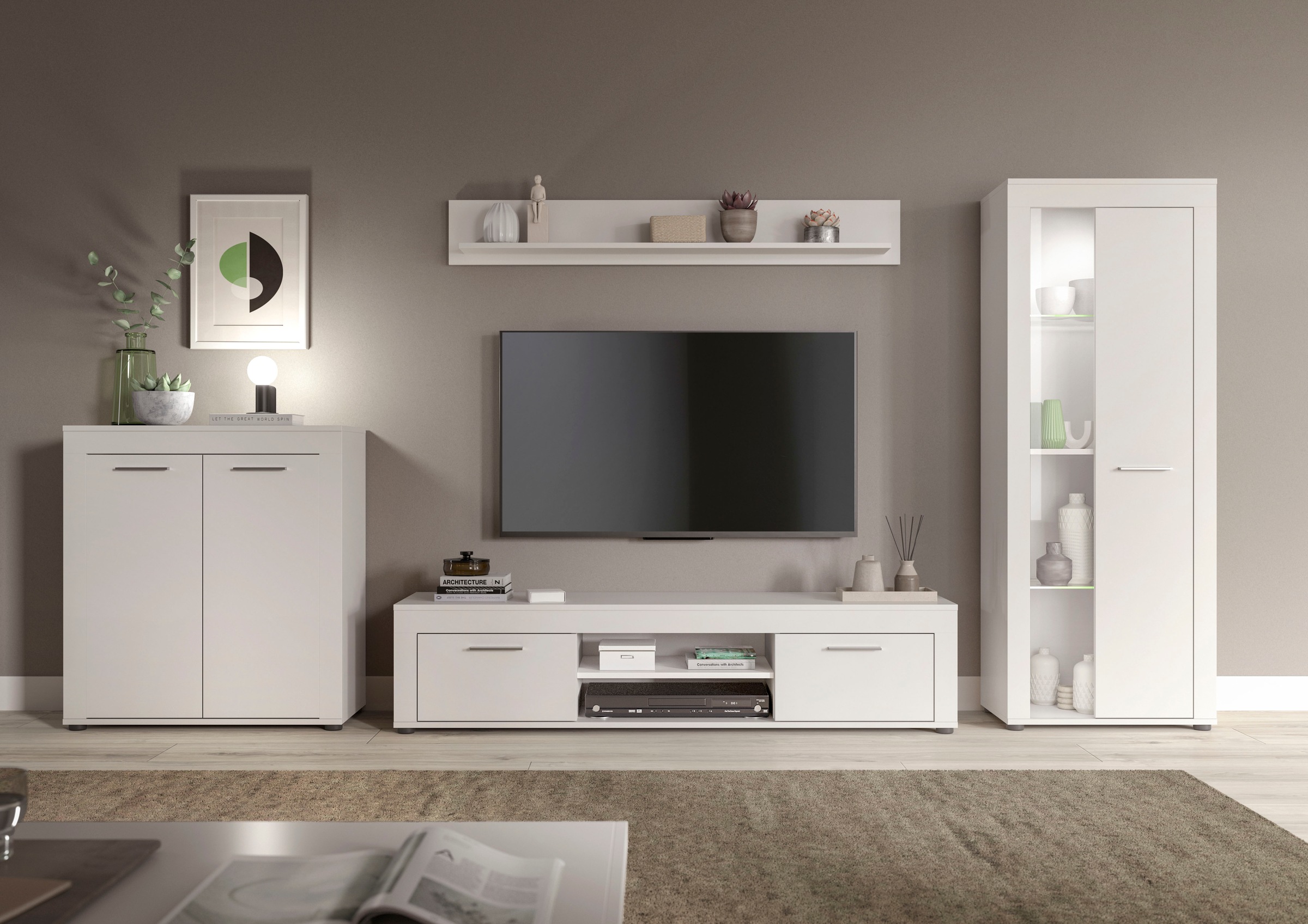 INOSIGN Wohnwand »Aosta, Breite 330cm, best. aus Highboard, Lowboard, Wandb günstig online kaufen