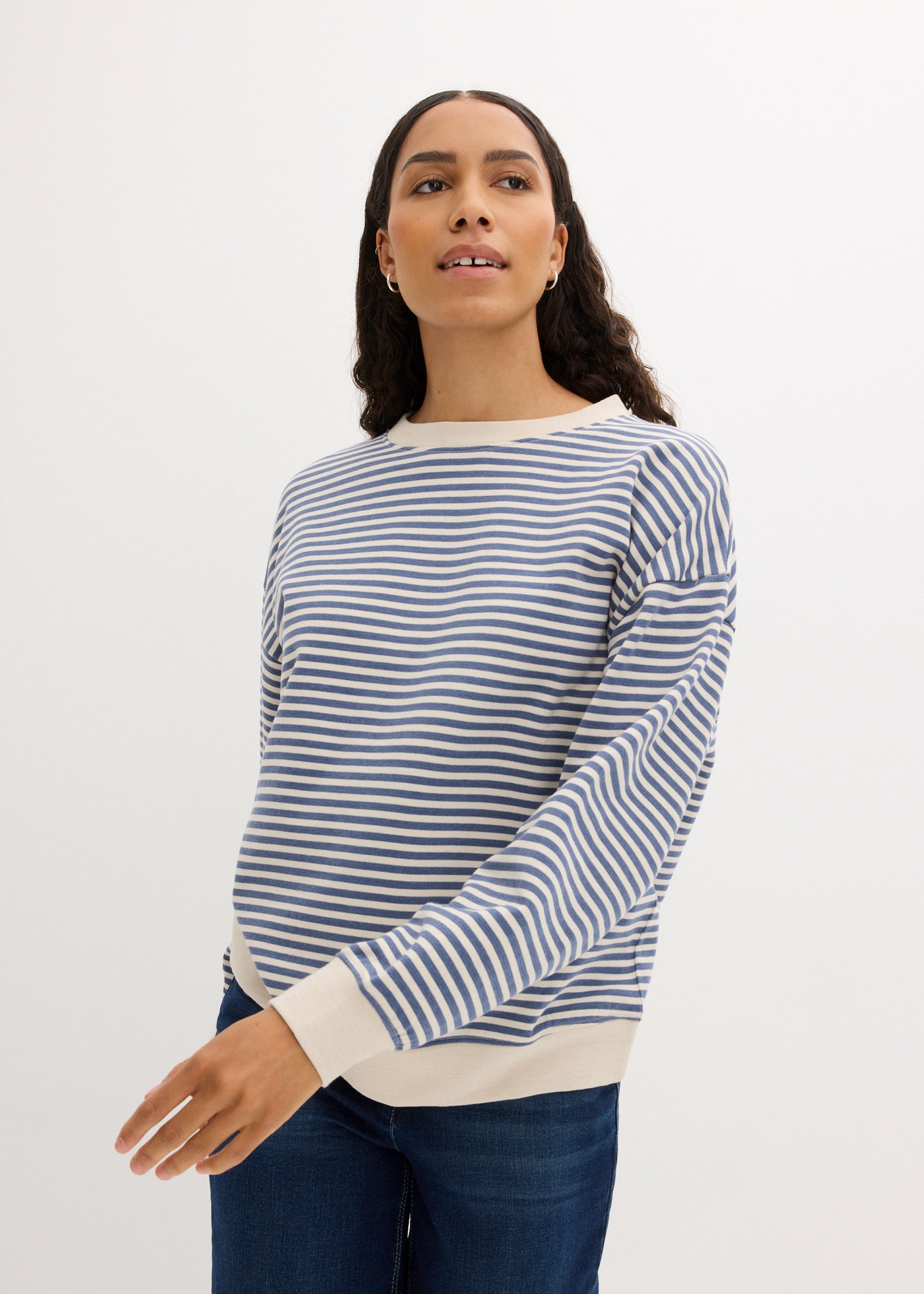 bonprix Sweatshirt »Oversize-Sweatshirt«, Oversize-Passform, gestreiftes Design, aus Baumwollmischung
