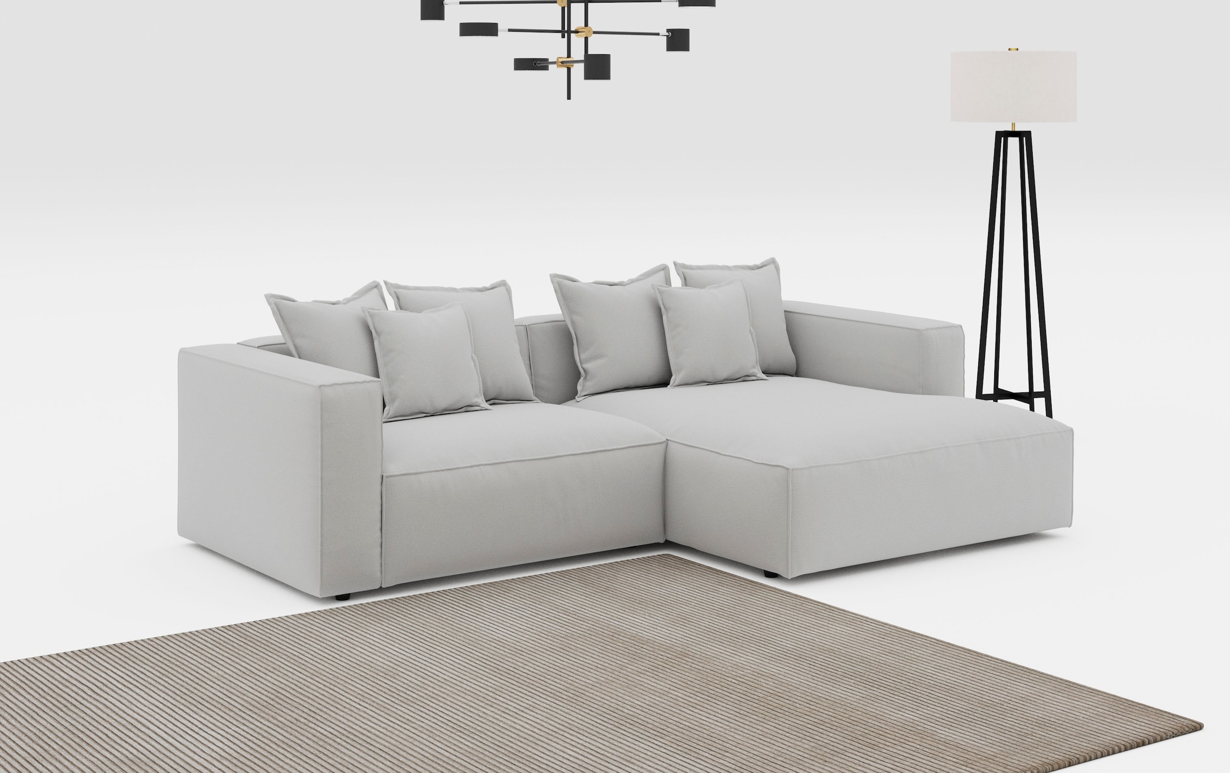 INOSIGN Ecksofa »Cowboy L-Form«, mit 6 Kissen, kubisches Sofa günstig online kaufen