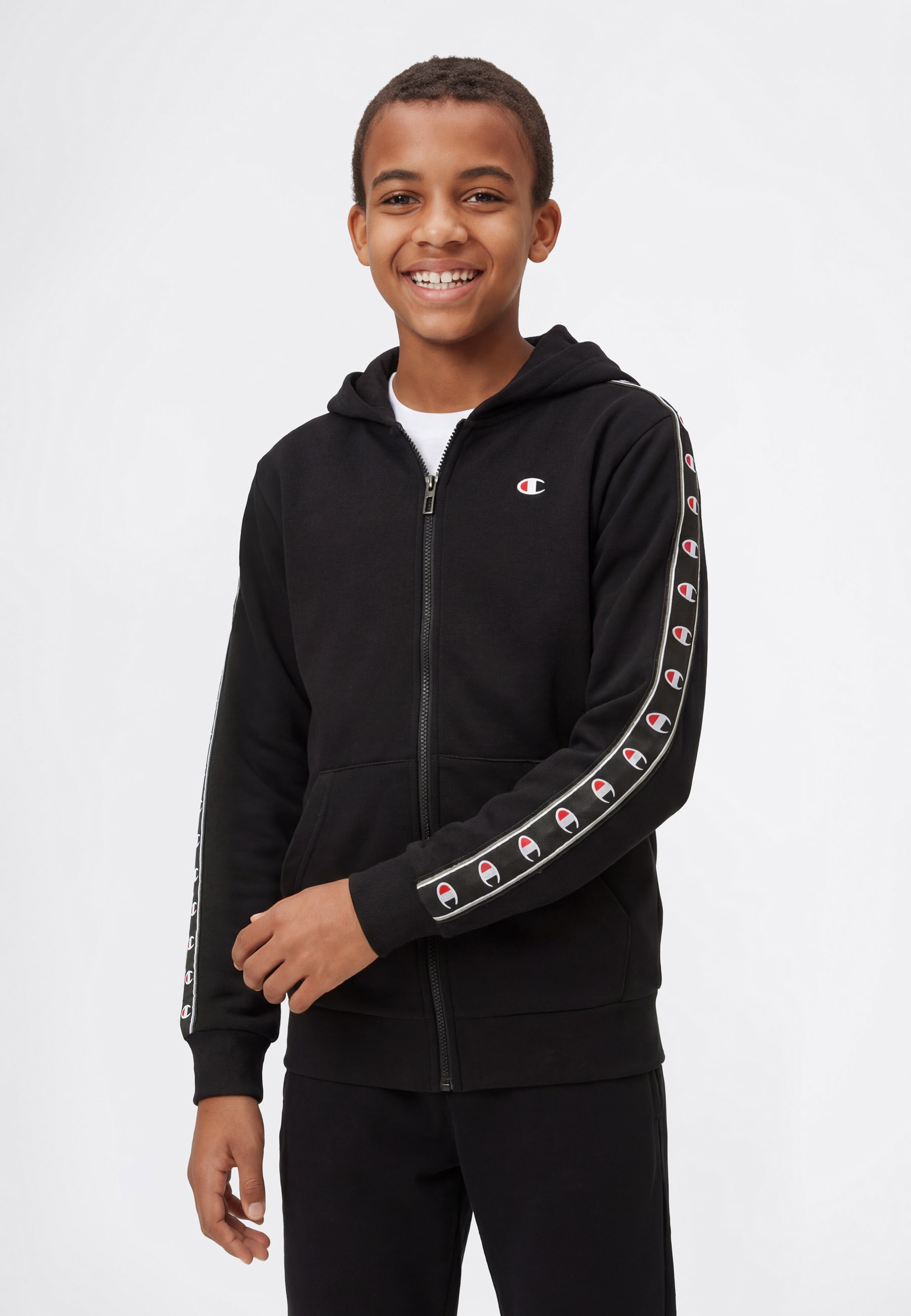 Champion Jogginganzug »Sport inspired Hooded Full Zip sweatsuit« 2 tlg. für Kinder, mit Kapuze, mit durchgehendem Reißverschluss