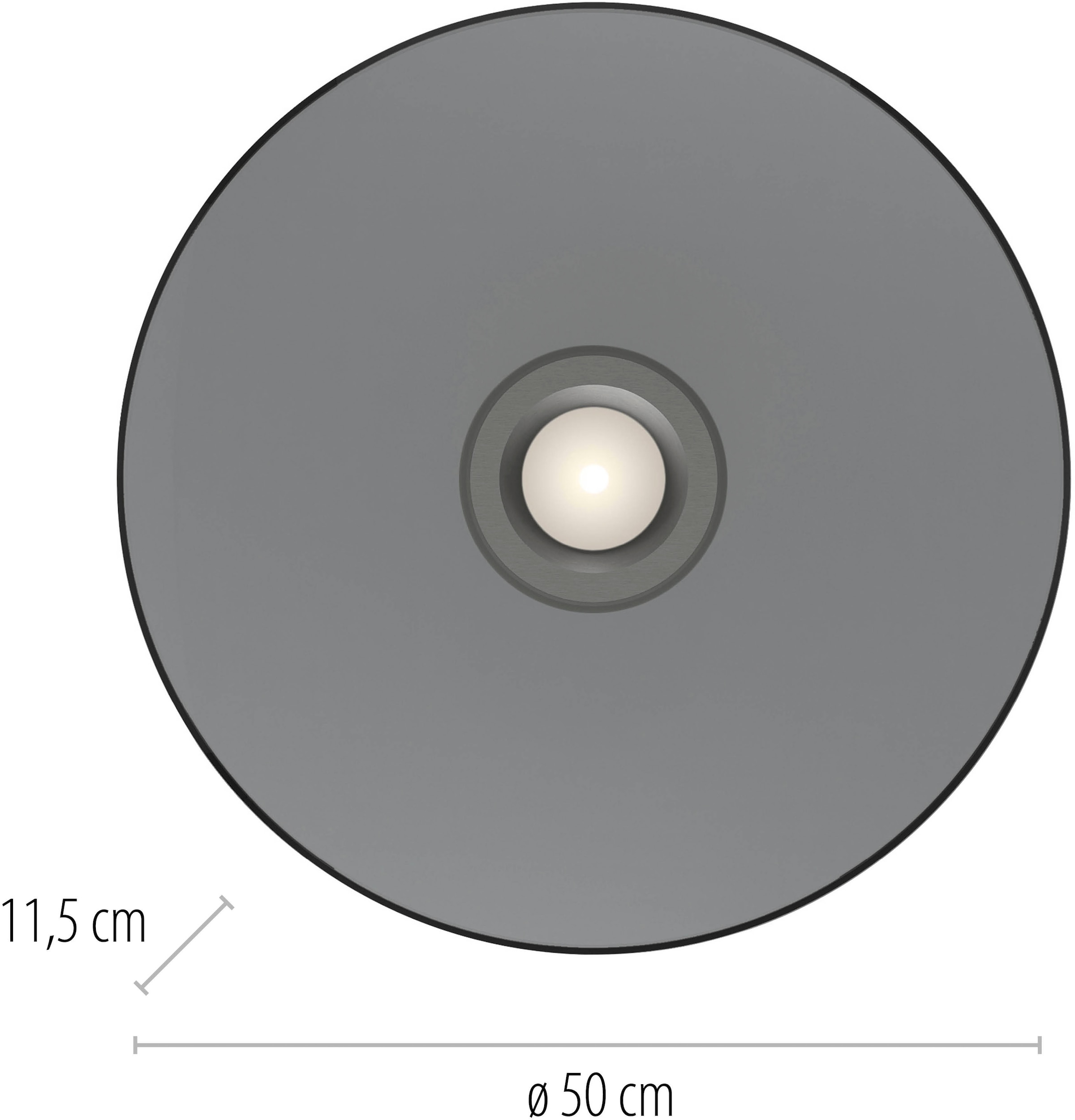 Neuhaus PURE LED Deckenleuchte »PURE Moon« LED-Board 1 Stk. Warmweiß Dimmfähig über separaten Tronicdimmer, Glas Rauchfarben