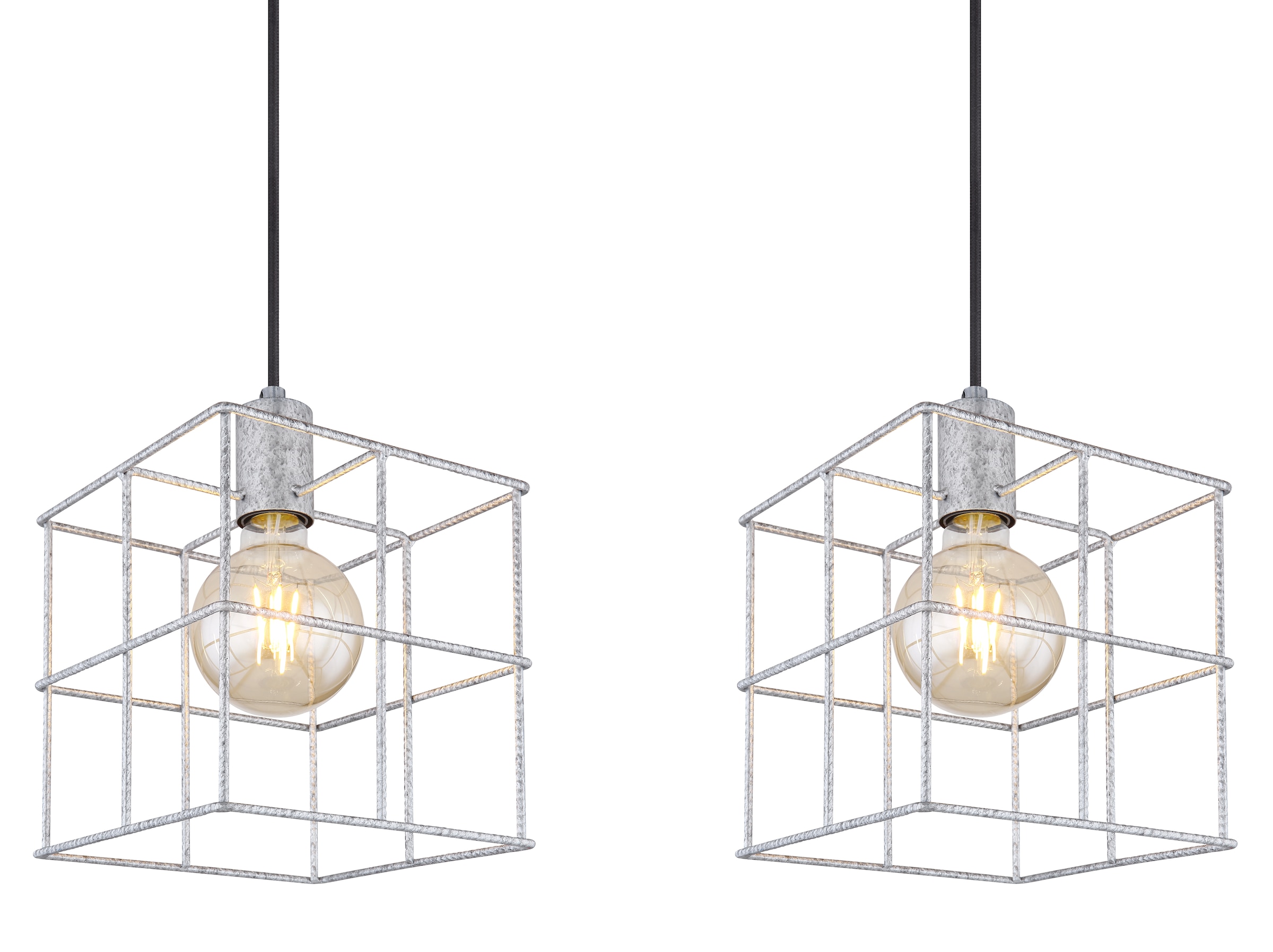 GLOBO LIGHTING Hängeleuchte »MERRIL« E27 1 Stk. Zinkfarbene Hängeleuchte mit Betonstahl-Käfigen, E27 3x60W