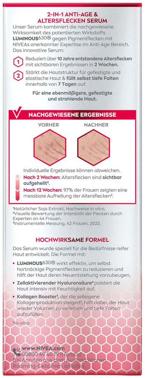 Nivea Gesichtsserum »LUMINOUS630 Anti-Pigmentflecken & Altersflecken Serum«