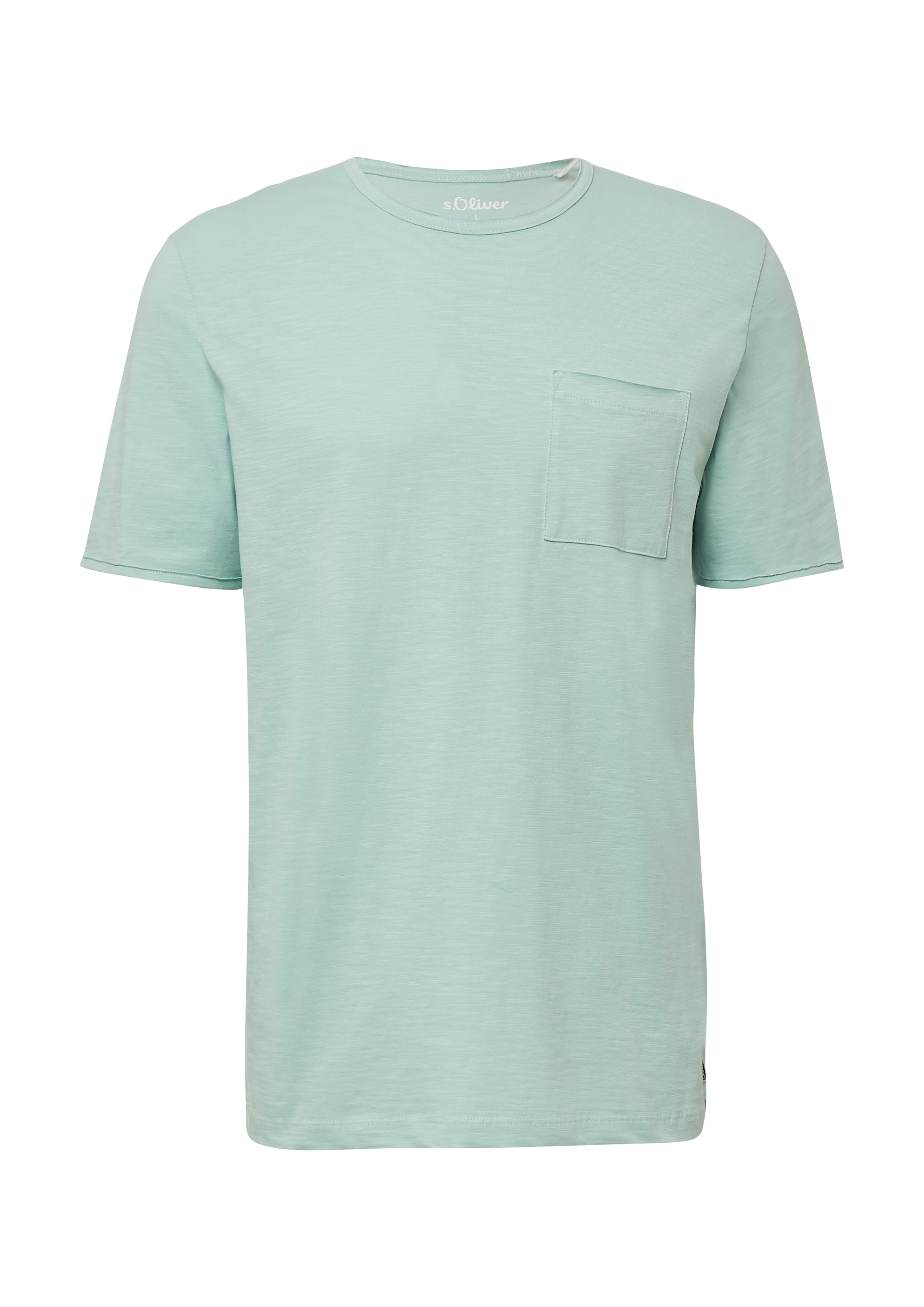 s.Oliver T-Shirt, mit Brusttasche und offenen Kanten
