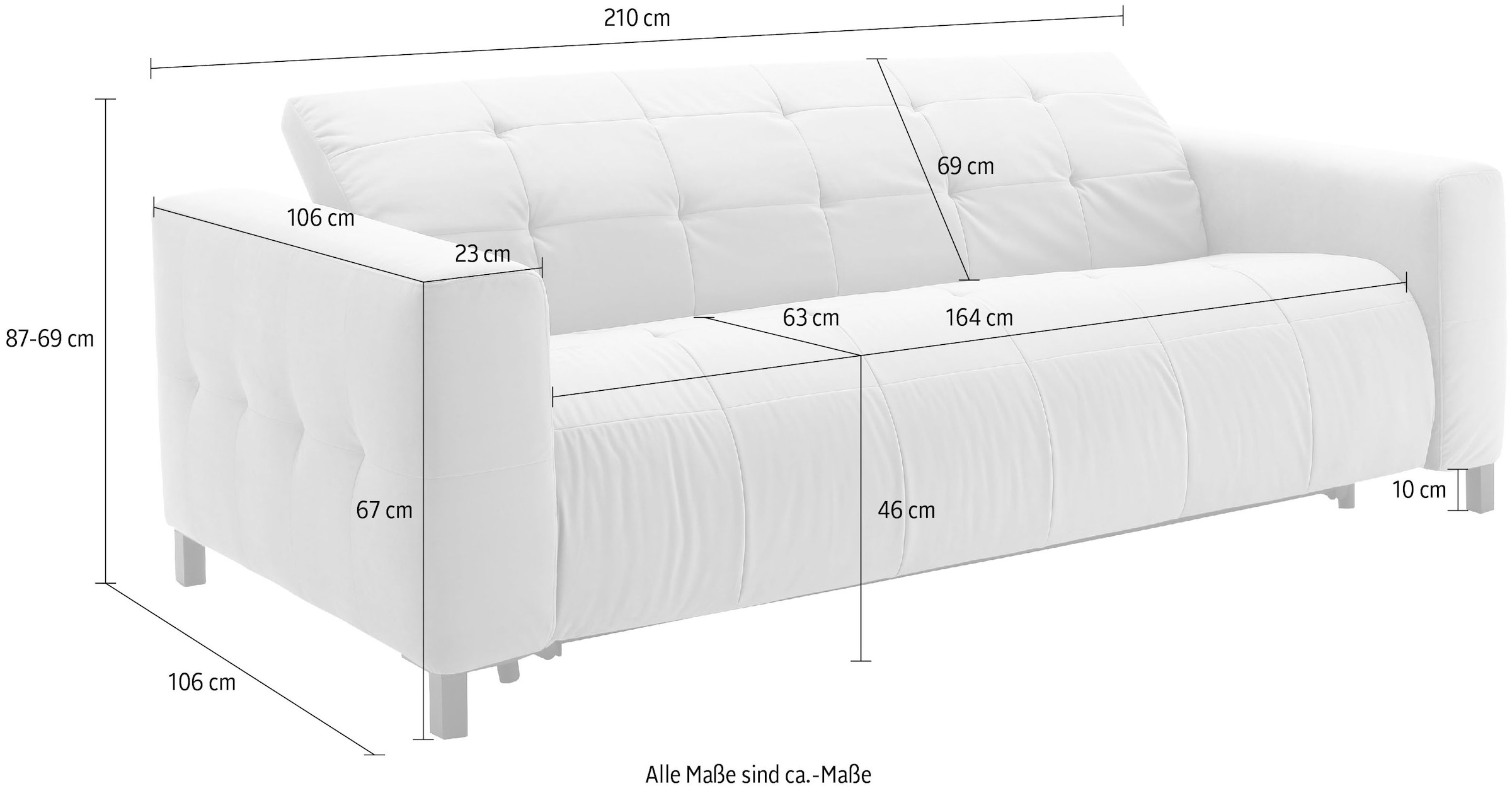 Places of Style Schlafsofa »Termini ; als Dauerschläfer geeignet durch hochwertigen Faltbeschlag«, drei Breiten und 3 Matratzenausführungen, belastbar 200 bis 270 kg