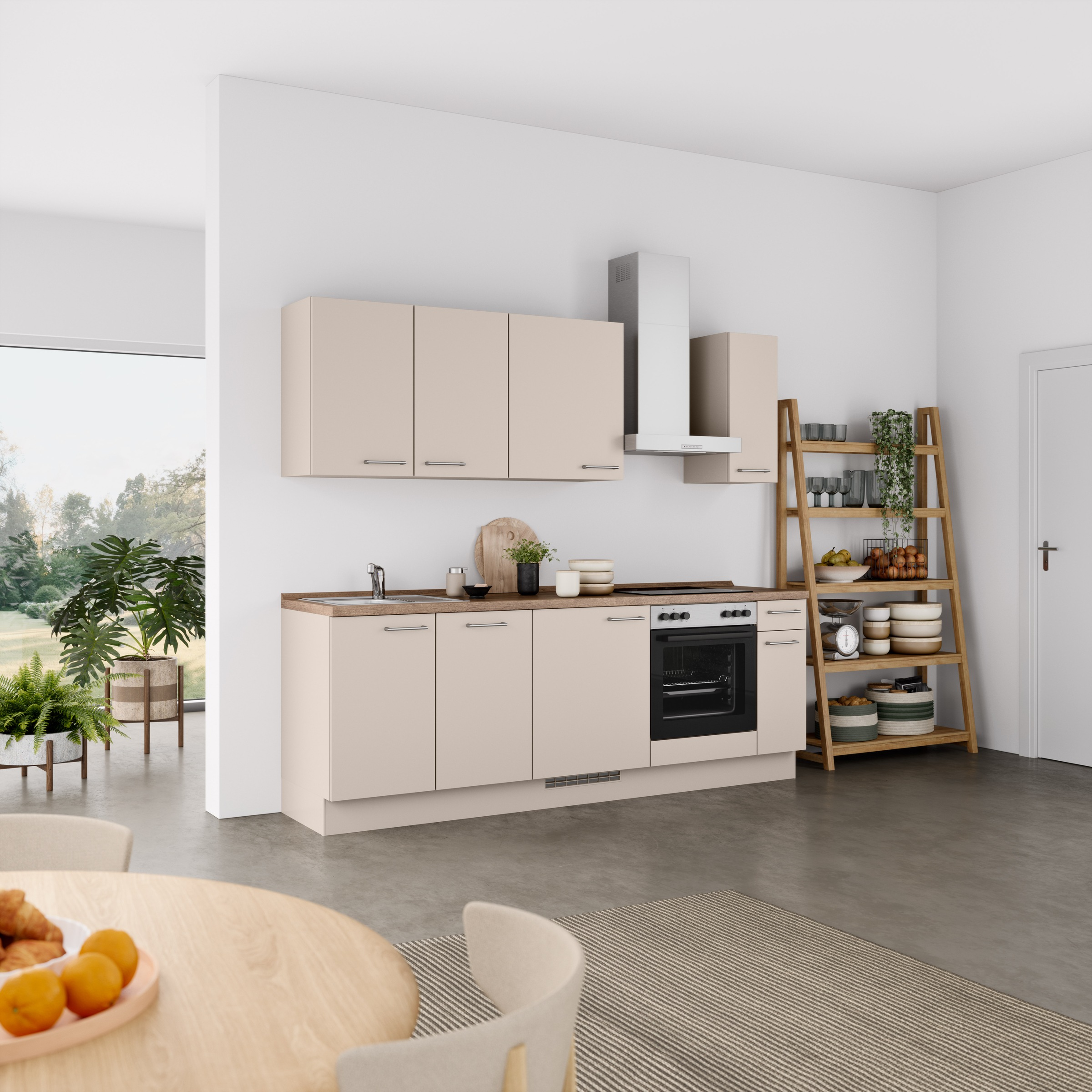 nobilia® Küchenzeile »"Laser I", Ausrichtung wählbar, Breite 240 cm«, vormontiert, wahlw. mit unterschiedlichen E-Geräten-Sets