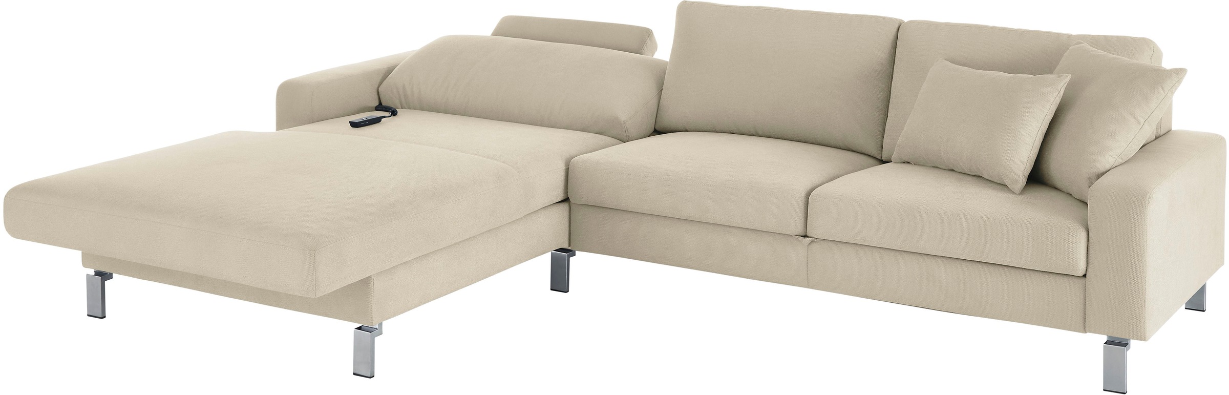 3C Candy Ecksofa »Lecce, wahlweise PUR-Schaumstoff oder Tonnentaschenfederkern« Bett im 2,5-Sitzer, teilmotorische Schlaffunktion im Longchair, L-Form