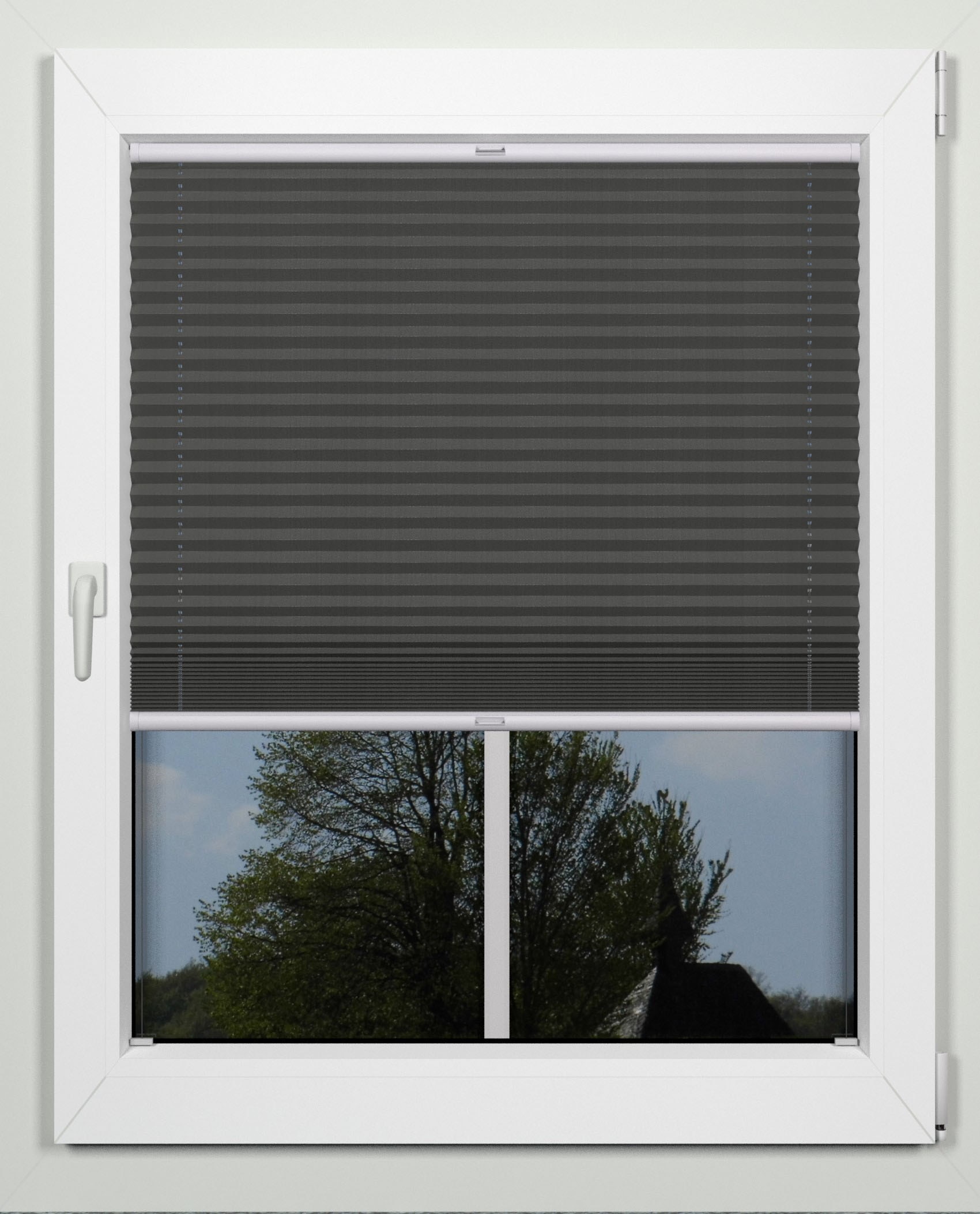 INDEKO Plissee »superior« verdunkelnd energiesparend mit Bohren verspannt nach Maß anthrazit + weiß Obermaterial: 94% Polyester, 6% sonstige Fasern...