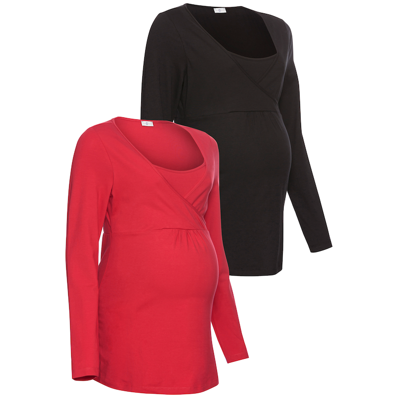 NEUN MONATE Umstandsshirt »2er Pack Shirts für Schwangerschaft und Stillzeit« Packung, 2, 2 Stk. tlg. Langarm, Basic-Schnitt, unifarben,...