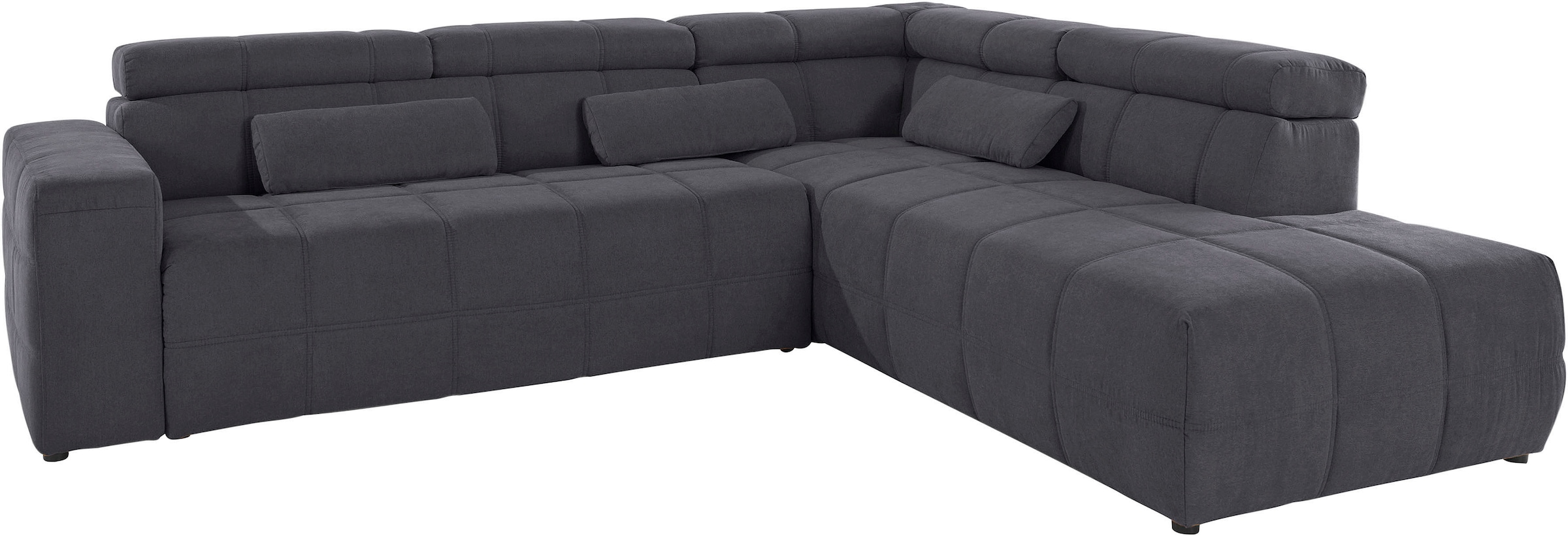 DOMO collection Ecksofa »Brandon L-Form, auch in Leder«, inklusive Kopfteilverstellung, wahlweise mit Sitztiefenverstellung