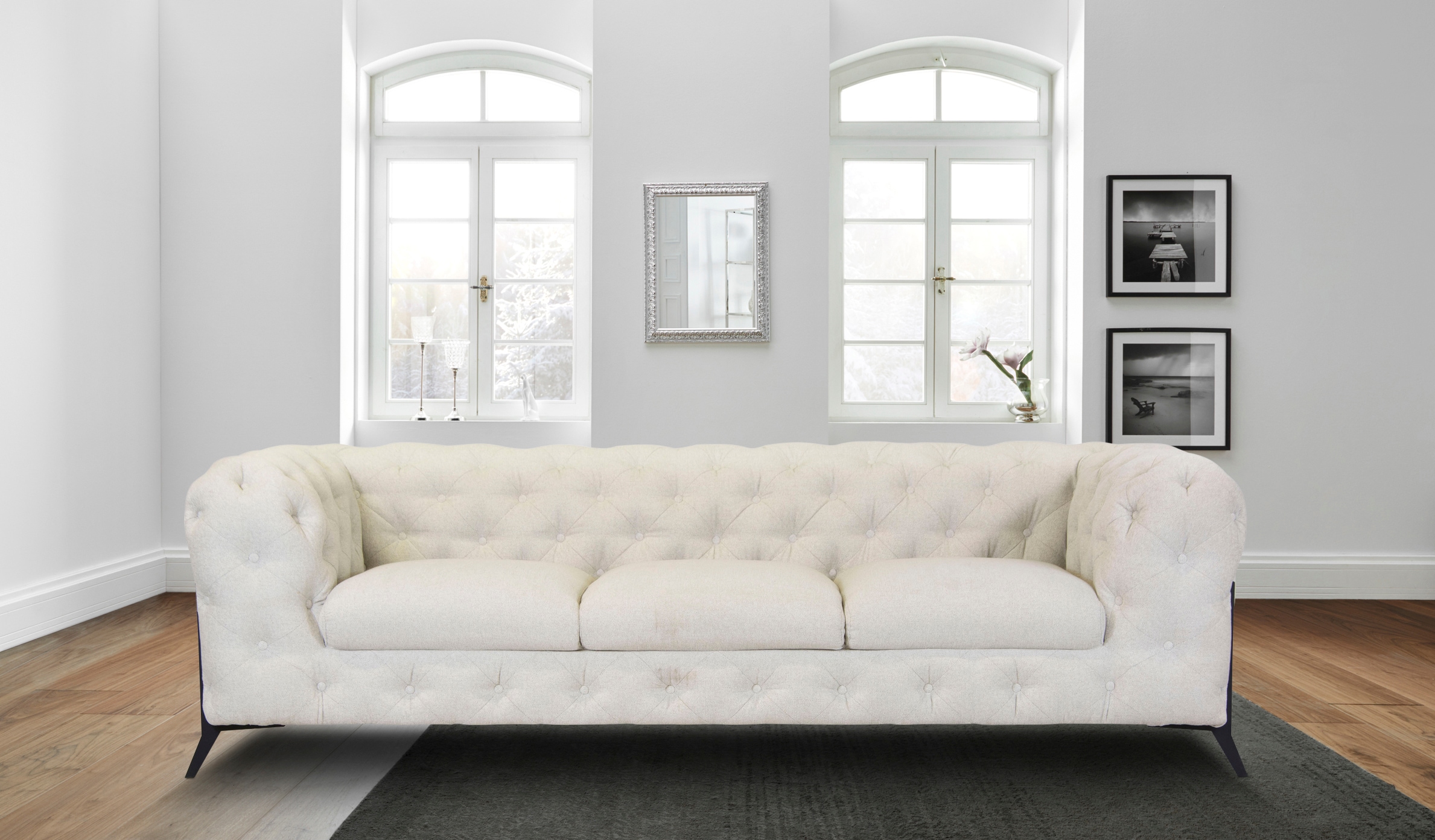 Leonique Chesterfield-Sofa »Amaury«, aufwändige Knopfheftung, moderne Chesterfield Optik, Fußfarbe wählbar