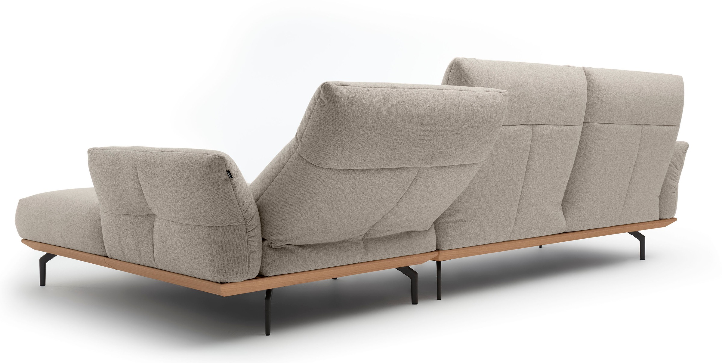 Creation BY ROLF BENZ Ecksofa »CR.460«, Sockel in Eiche, Winkelfüße in Umbragrau, Breite 318 cm