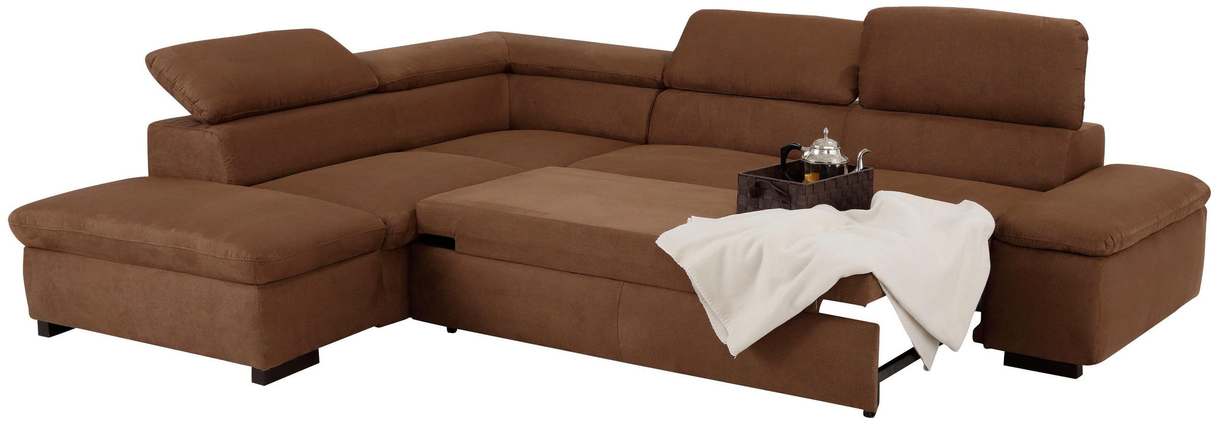 Home affaire Ecksofa »Alberto L-Form«, mit Kopfteilverstellung, wahlweise mit Bettfunktion