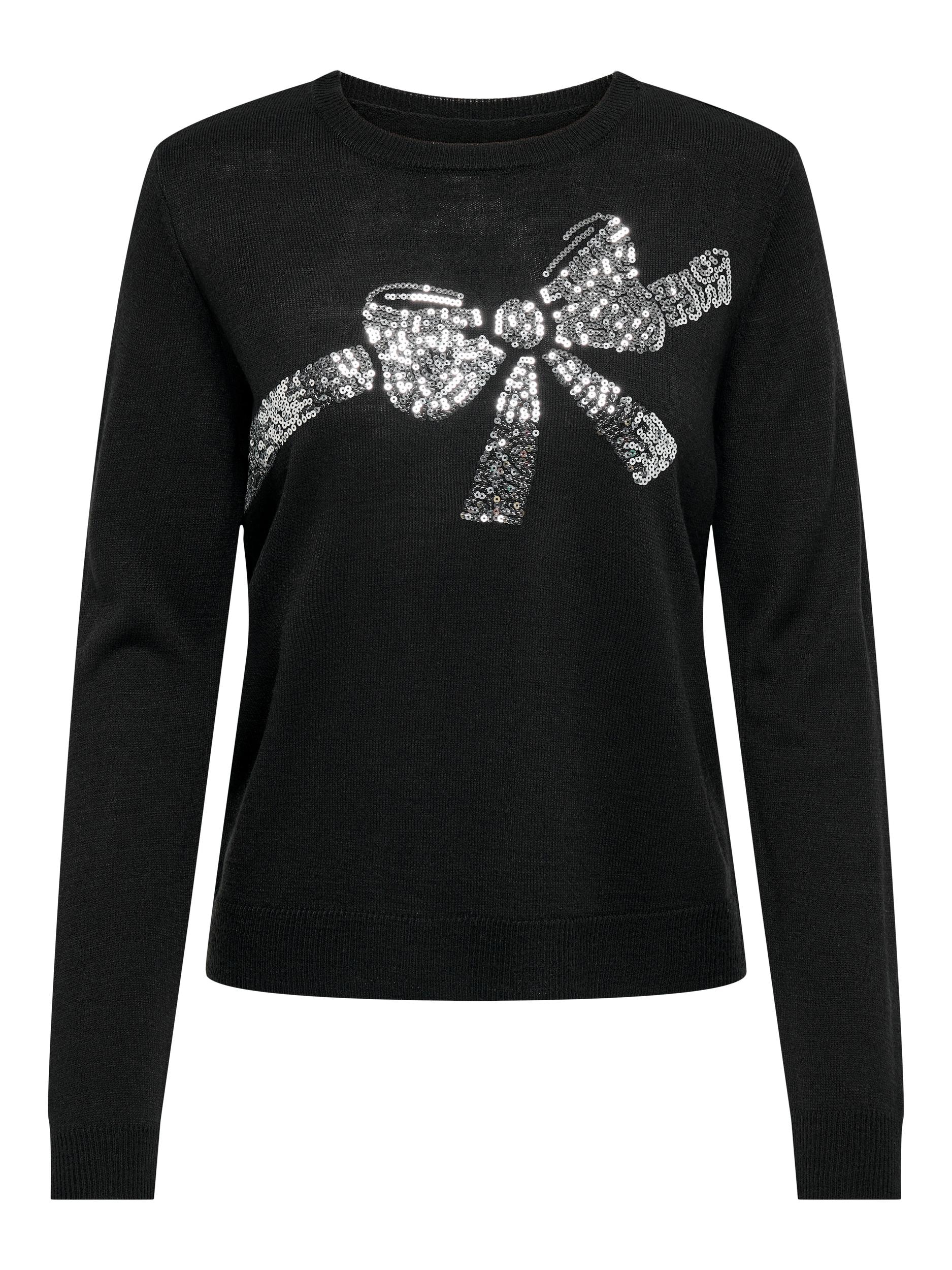 ONLY Weihnachtspullover »ONLXMAS SEQUINS BOW LS O-NECK EX KNT«