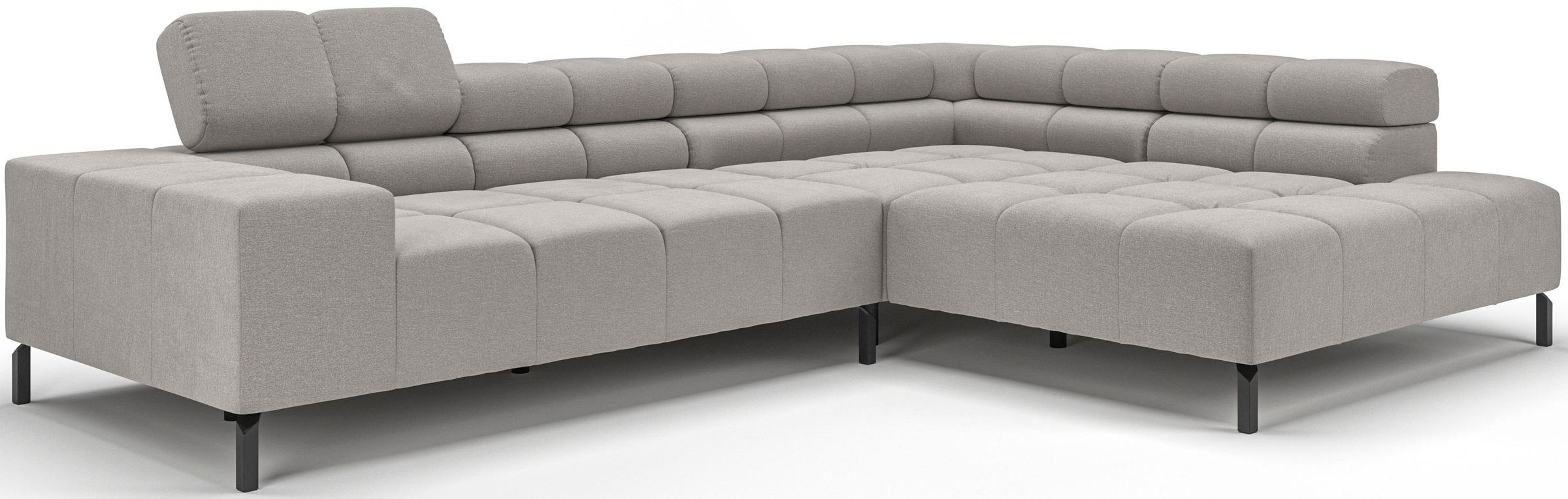 INOSIGN Ecksofa »Ancona New, wahlweise motorische Sitztiefenverstellung, auch in Cord«, feine Steppung, mit Kopfteilverstellung, 3 Zierkissen, L-Form
