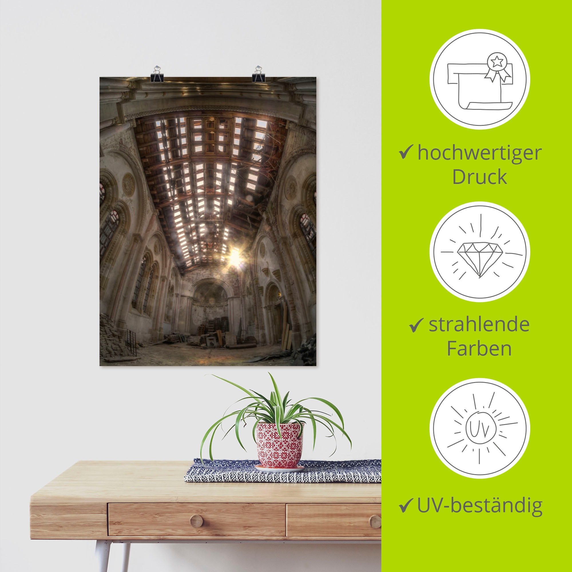 Artland Wandbild »Lost Place - verlassene Kirche Ruine«, Gebäude, (1 St.), als Alubild, Leinwandbild, Wandaufkleber oder Poster in versch. Größen