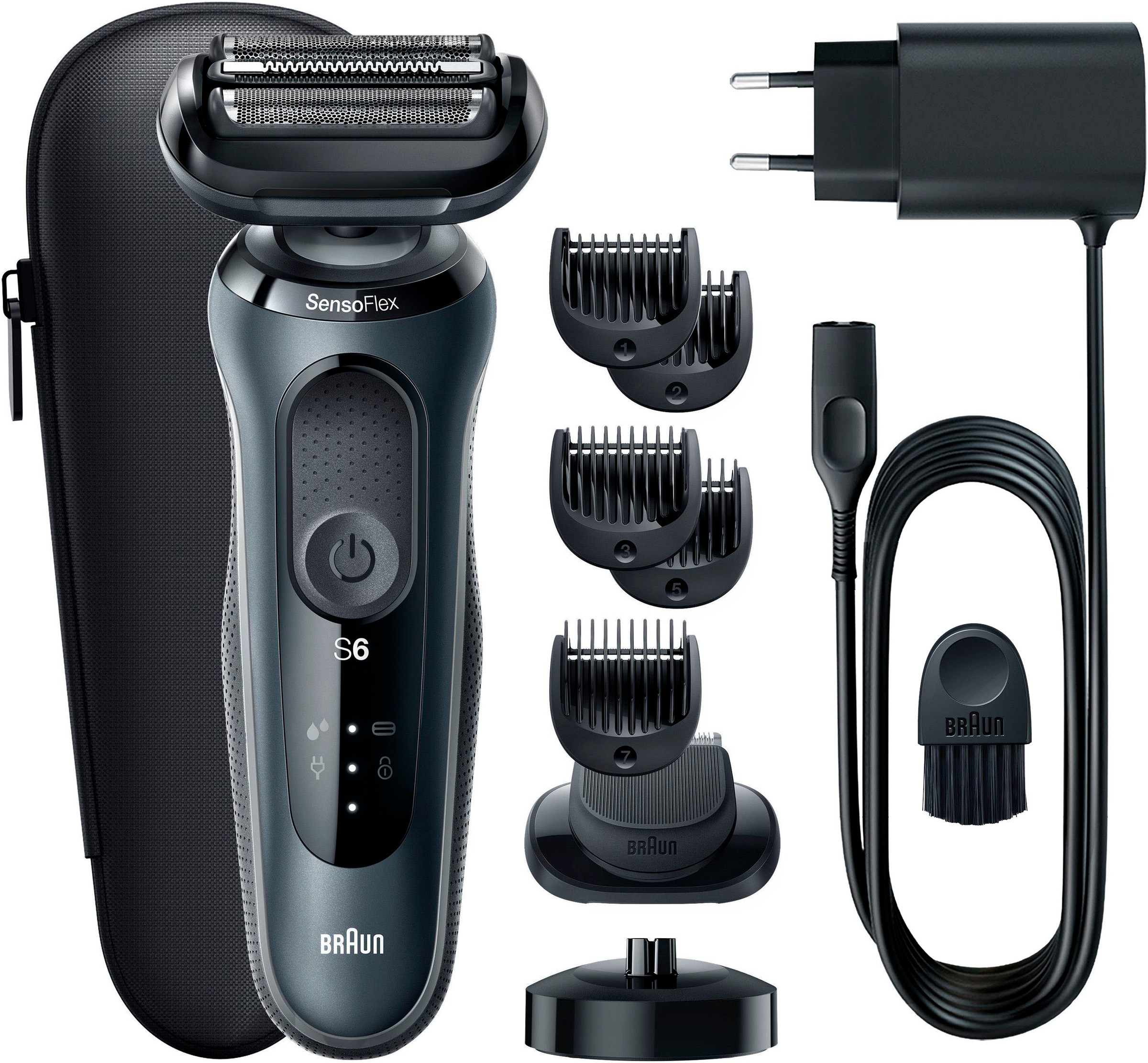 Braun Elektrorasierer »6 61-N4500cs«, 2 St. Aufsätze, SmartClick-Präzisionstrimmer, SensoFlex, Wet&Dry