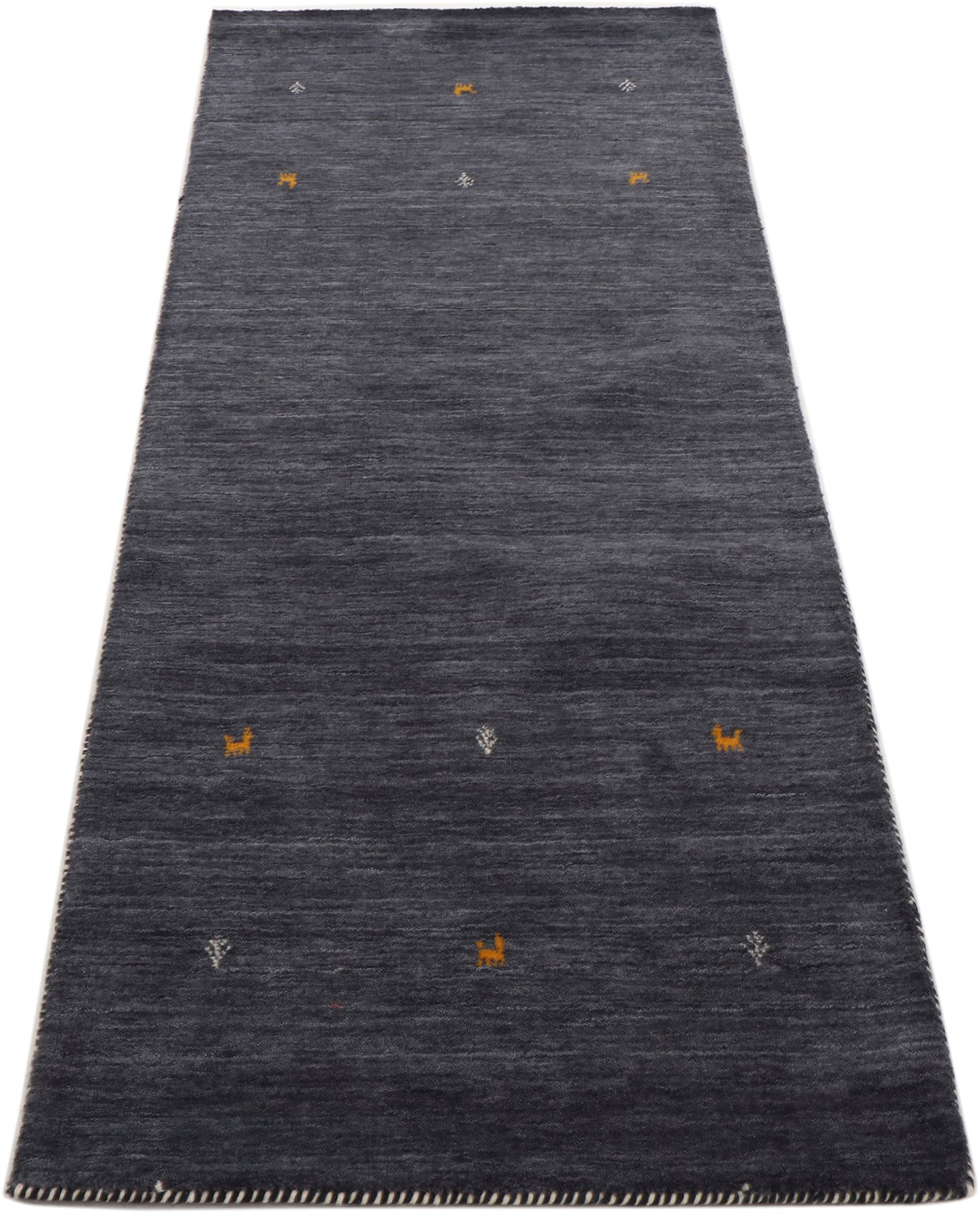 carpetfine Wollteppich »Gabbeh Uni, auch als Läufer erhältlich«, rechteckig, 15 mm Höhe, reine Wolle, handgewebt, Gabbeh Loom Tiermotiv, große Farbauswahl