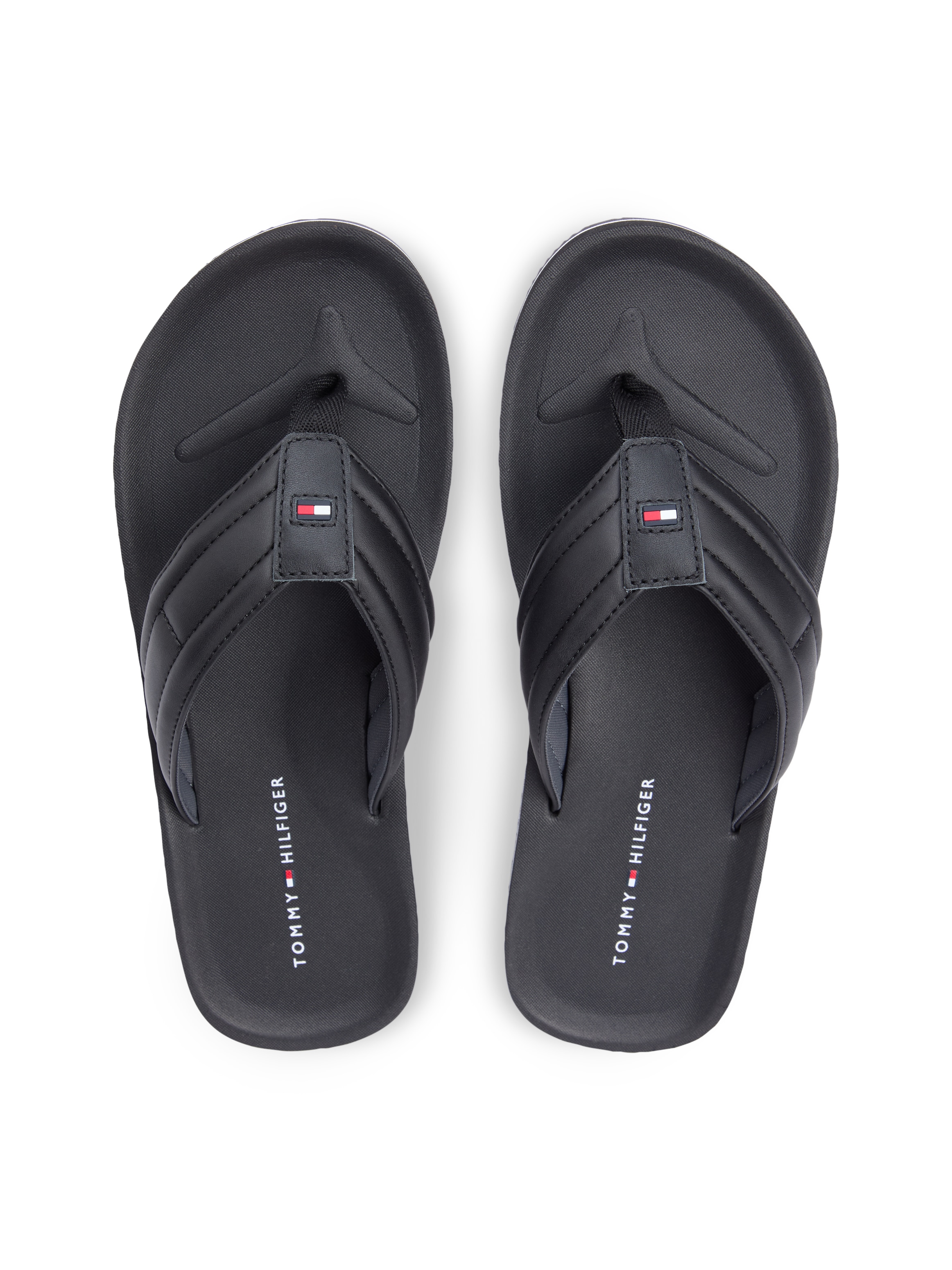Tommy Hilfiger Zehentrenner »HILFIGER PADDED BEACH SANDAL«  Sommerschuh, Flats, Strandschuh mit Ziersteppung