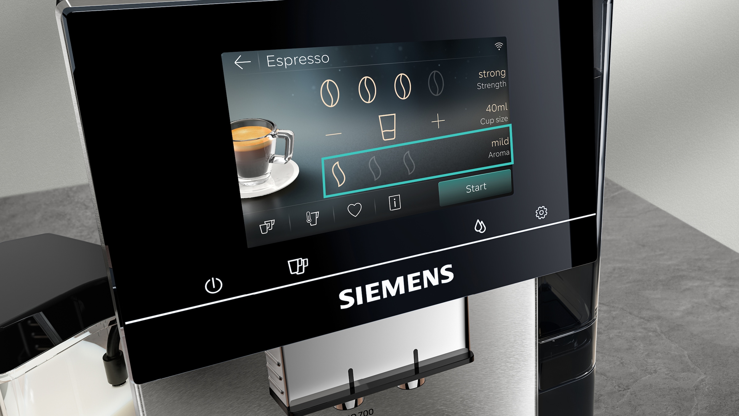 SIEMENS Kaffeevollautomat »TQ727D03« farbiges Full-Touch-Display, Doppeltassenfunktion, sehr leise, schwarz