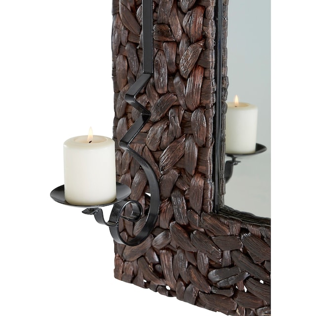 Home affaire Spiegel »Schönerempfang«, mit Kerzenhalter, geflochtenes  Wasserhyazinthengeflecht, Breite 150 cm auf Rechnung bestellen