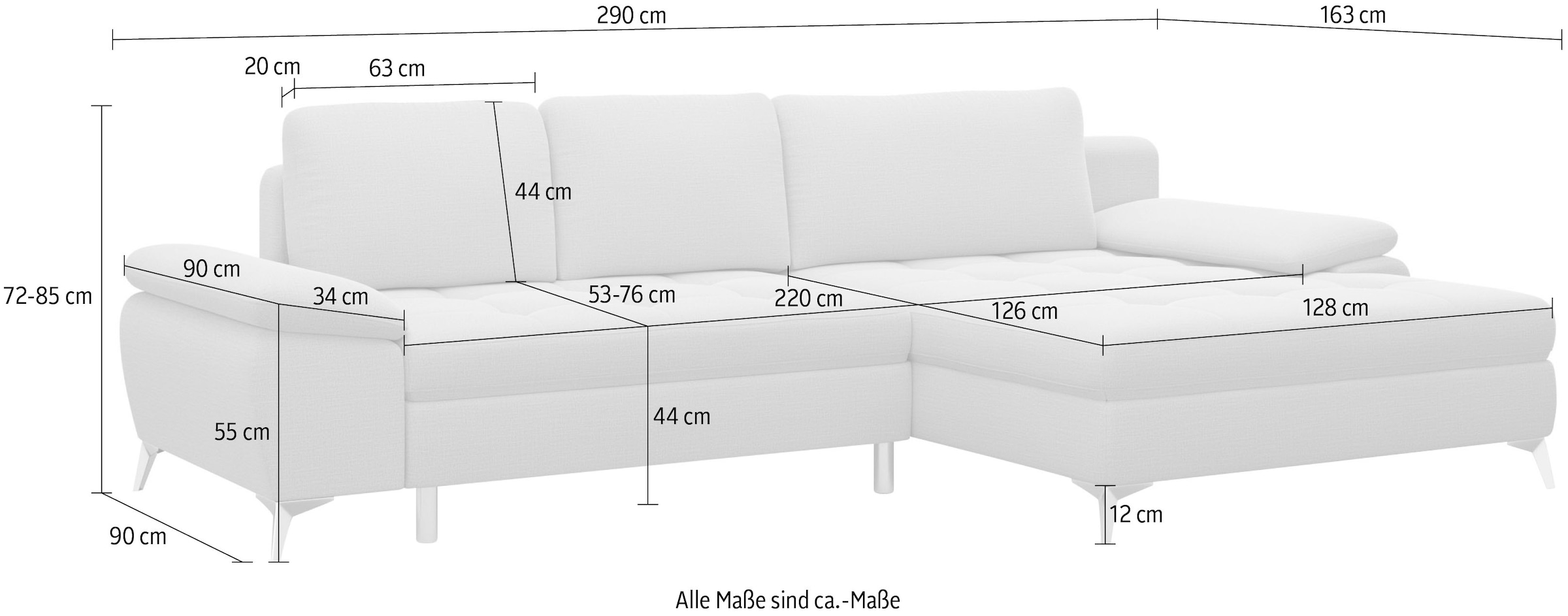 sit&more Ecksofa »Latigo L-Form«, mit Mega-Recamiere, wahlweise mit Bettfunktion und Bettkasten