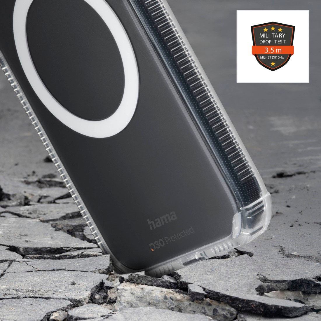 Hama Smartphone-Hülle »Handyhülle mit D3O-Technologie für Samsung Galaxy S26 FE« Smartphones D3O-Technologie, Fallschutz bis 3,5 m, Magnetring, Qi2-kompatibel