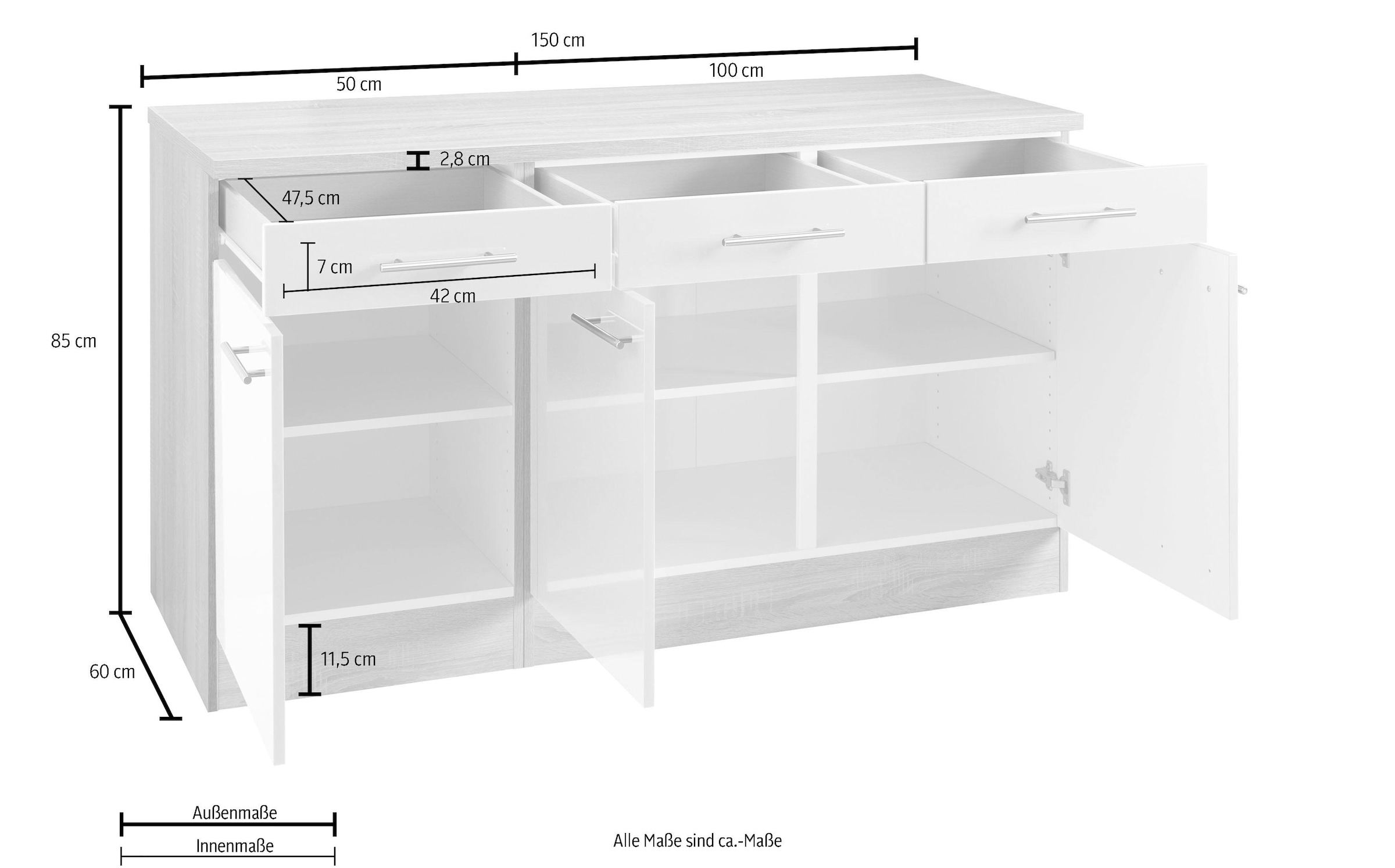 OPTIFIT Breite 150 cm, Rechnung Unterschrank mit Stauraum bestellen viel »Kalmar«, auf