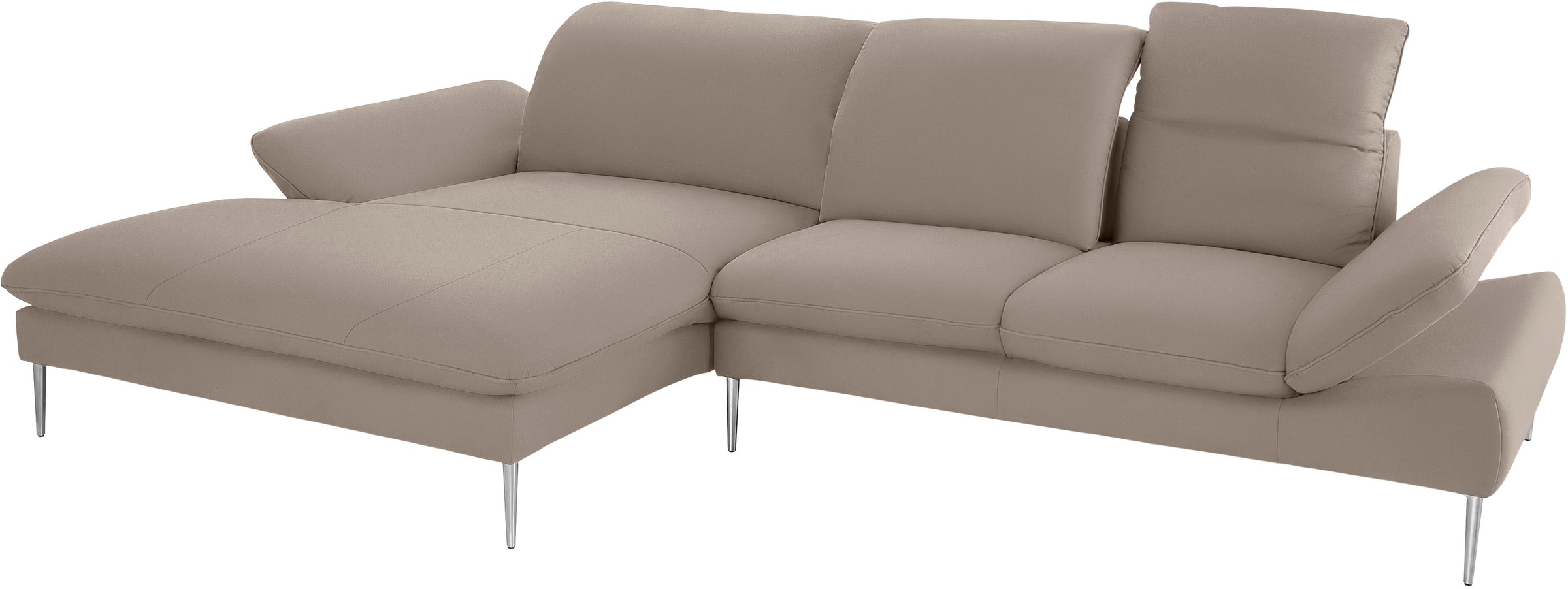 W.SCHILLIG Ecksofa »enjoy&MORE, Designsofa, bequem, zeitlos und elegant, L-Form«, mit Sitztiefenverstellung, Füße Chrom glänzend, Breite 340 cm