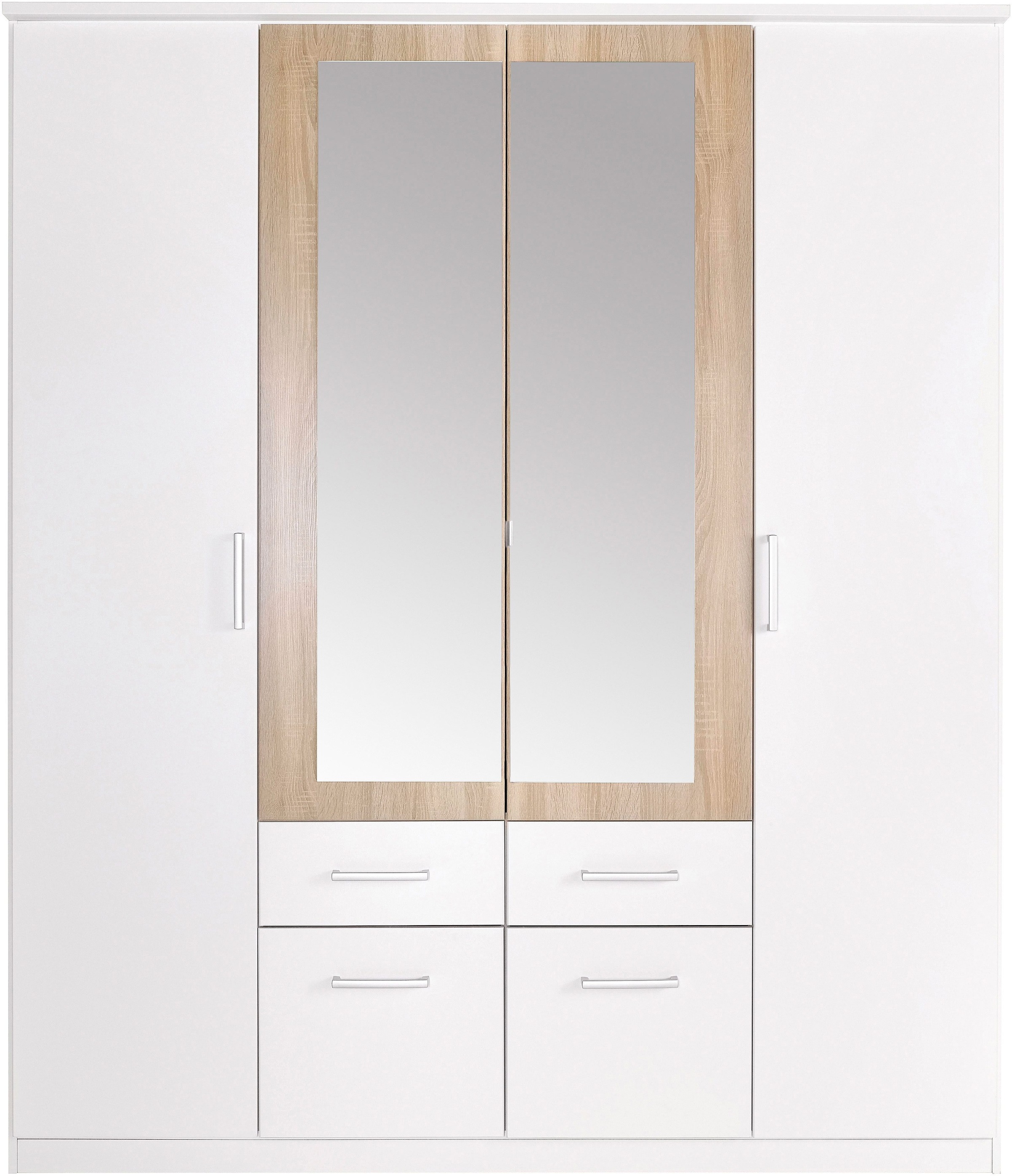 rauch Kleiderschrank »Drehtürenschrank Schrank Garderobe BURANO«, mit Schubladen und Spiegelumrandung in Farbabsetzung MADE IN GERMANY