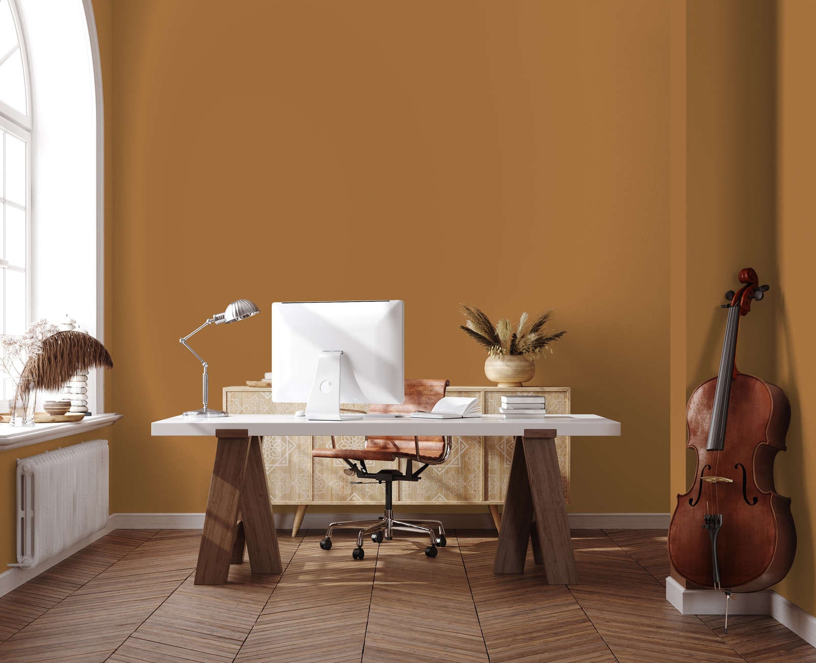 A.S. Création Wandfarbe »Premium Innenwandfarbe PURO Tuchmatt smooth saffron« ideal für Wohnzimmer, Schlafzimmer, Flur und Küche, Farbwelt Orange