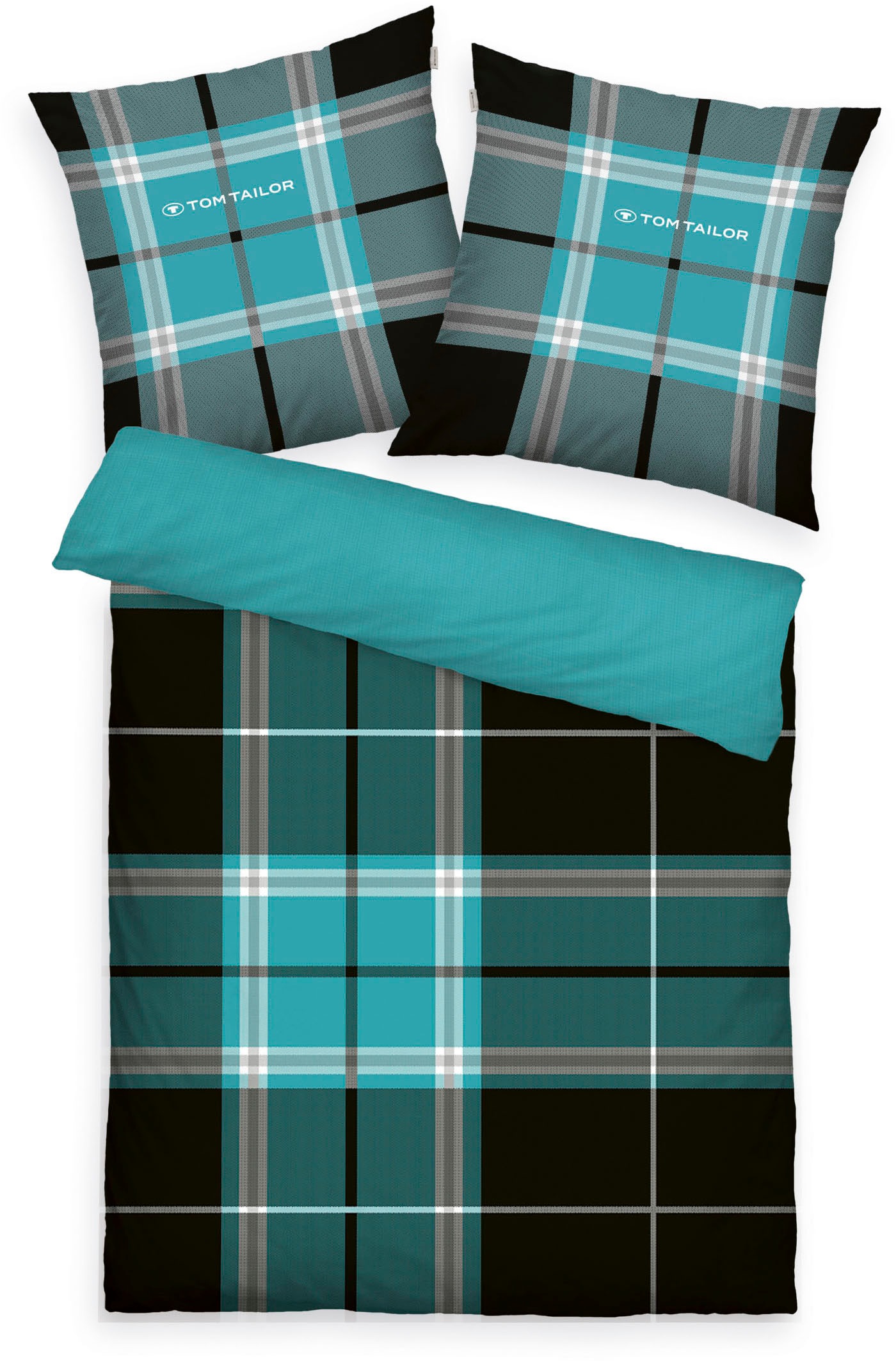 TOM TAILOR HOME Wendebettwäsche »Eric in Gr. 135x200 oder 155x220 cm«, mit Reißverschluss, mit GRATIS-Zugabe: Sportbeutel aus 100% Baumwolle
