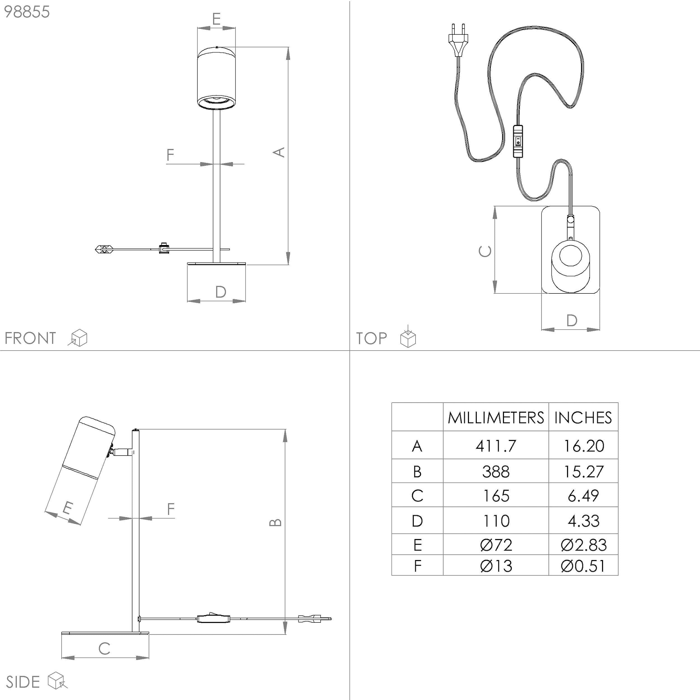 EGLO Tischleuchte »CEPPINO« GU10 1 Stk. Tischleuchte aus Stahl  -  inkl. GU10 - 4,5W