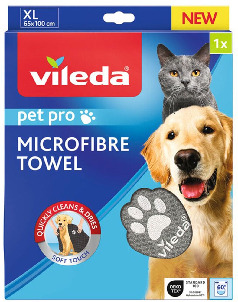 Vileda Wischbezug »Vileda Pet Pro Microfibre Tuch XL«, Mikrofaser, 22,5 cm, (1 St.), Trocknet 6x schneller als ein Baumwolltuch* 
*interner Labortest