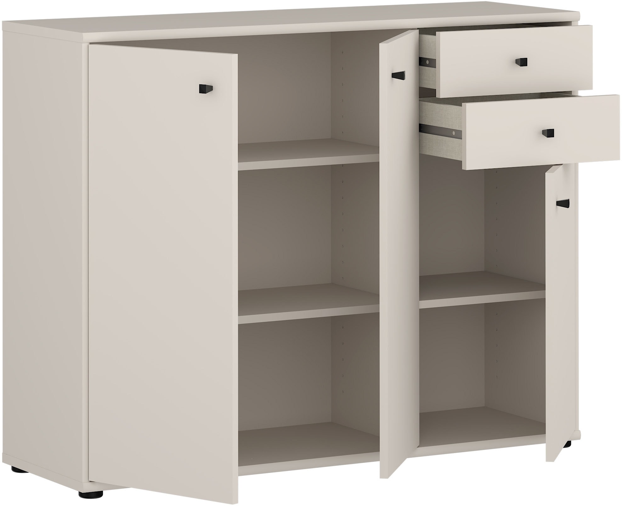 FORTE Kommode »Tempra, Kommode, 3 Türen, 2 Schubkästen, viel Stauraum« B/H/T 108,8/85,5/34,8 cm