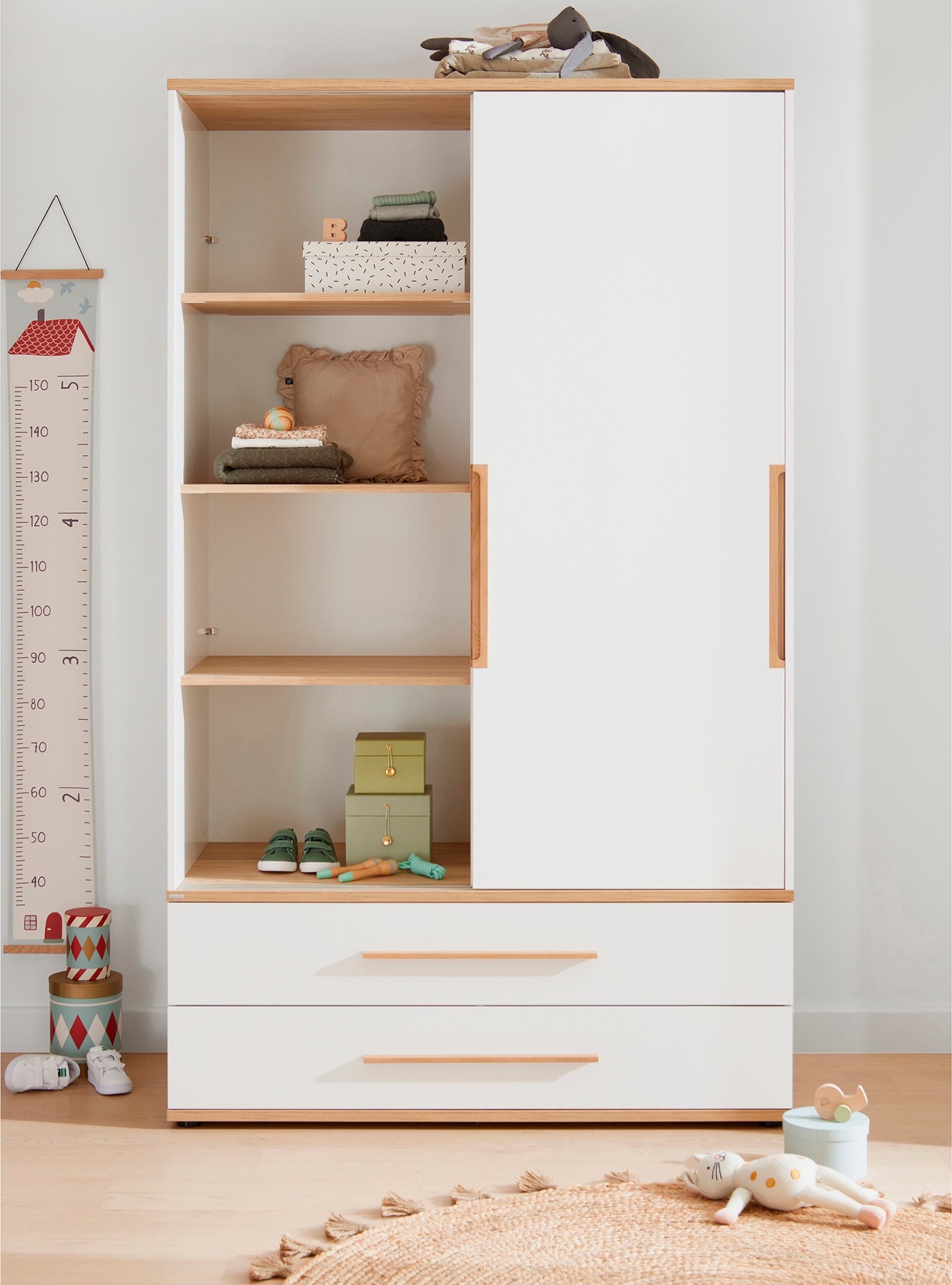 PAIDI Kleiderschrank »YOLANDA 2T2S schmal«, Schiebetüren mit hochwertigen Aluminiumschienen, 2 Schubladen