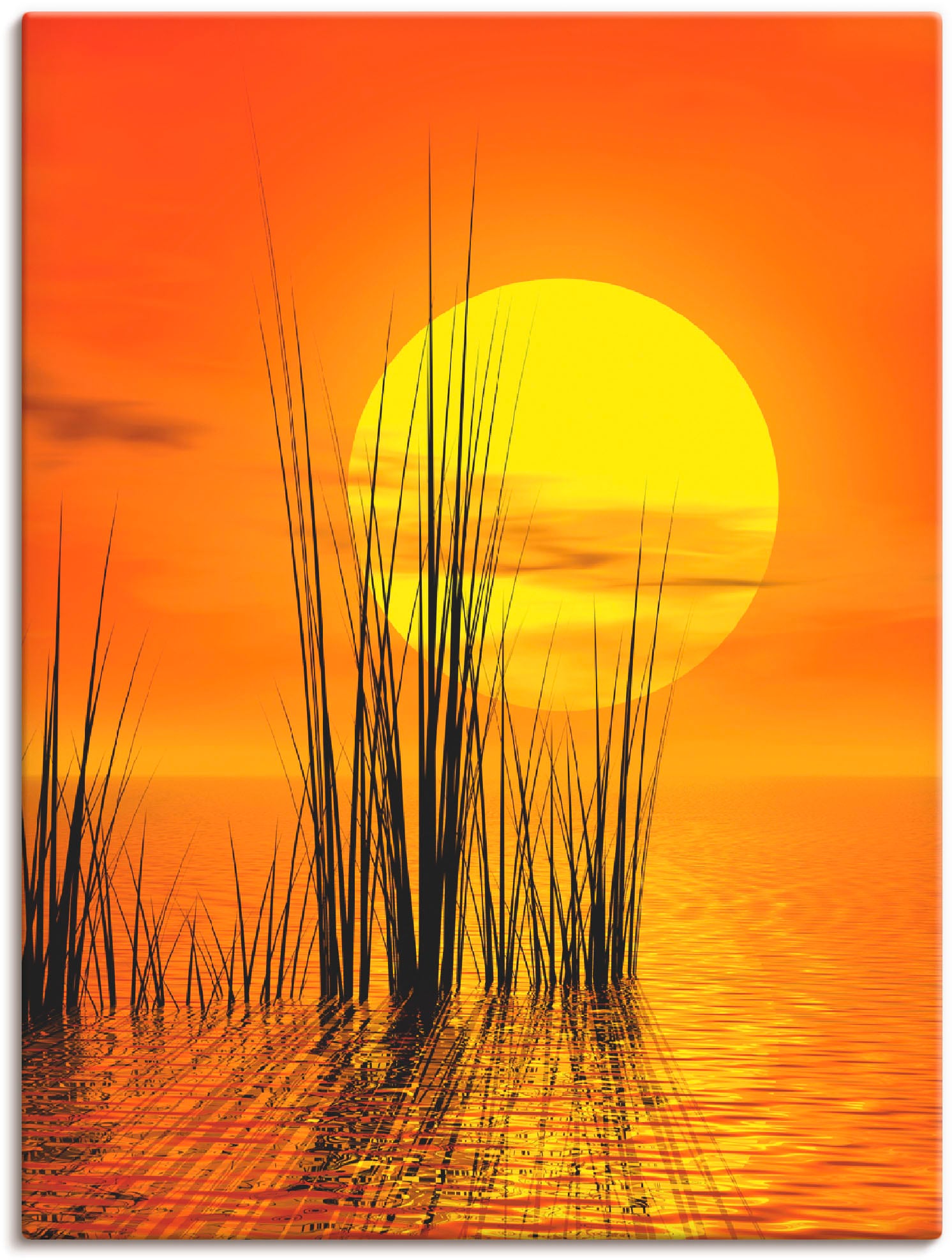 Artland Wandbild »Sonnenuntergang mit Schilf«, Sonnenaufgang & -untergang, (1 St.), als Leinwandbild, Poster, Wandaufkleber in verschied. Größen