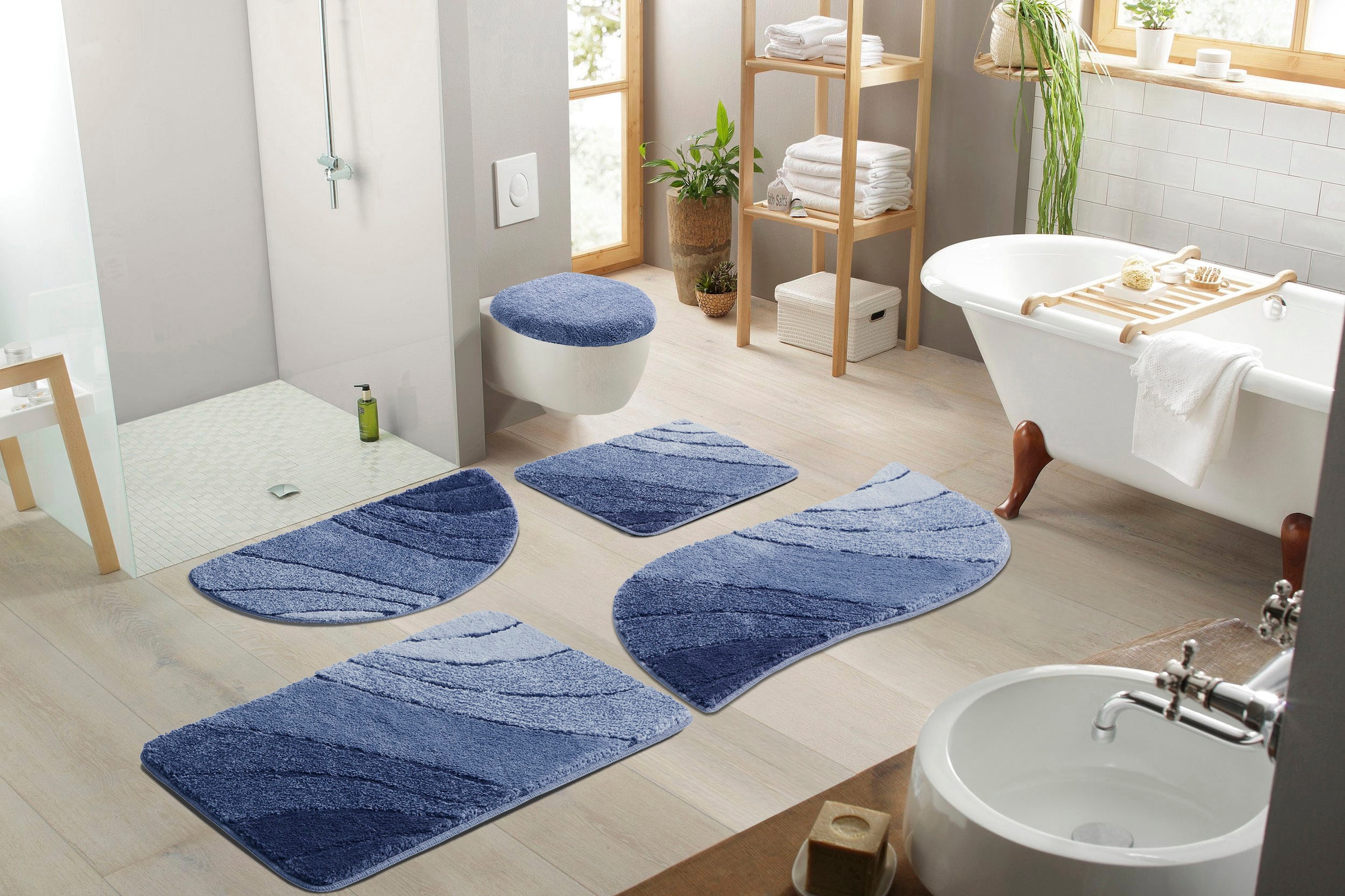 my home Badematte »Josie, Badvorleger, Badezimmer Teppich«, rutschhemmend beschichtet, fußbodenheizungsgeeignet-schnell trocknend-strapazierfähig, Badteppich, Badematten, rechteckig, rund & als 3-tlg. Set erhältlich