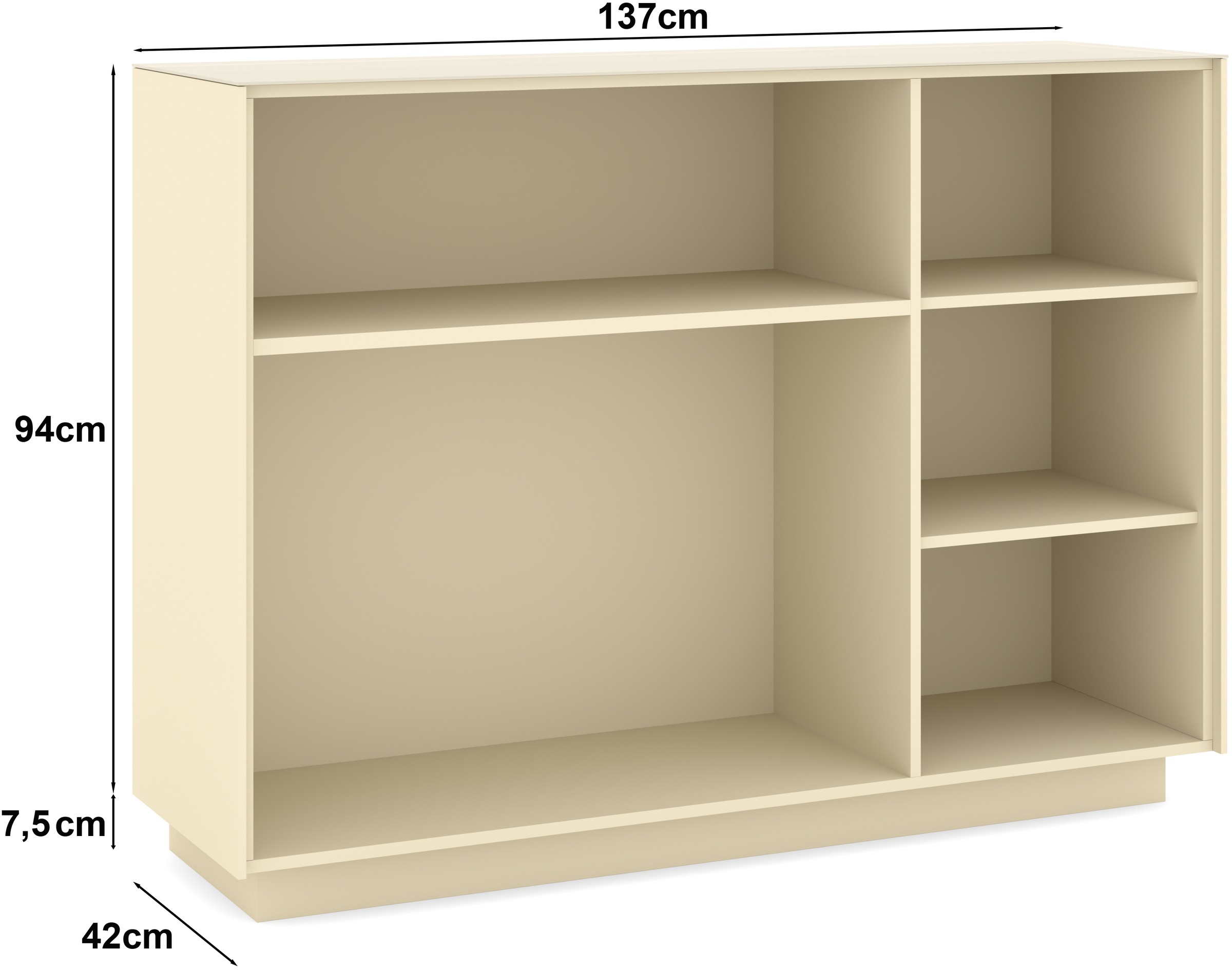 set one by Musterring Sideboard »Reno« 1 Stk. tlg. Mit Sockel in diversen Farben, 102 cm Höhe & Farbauswahl