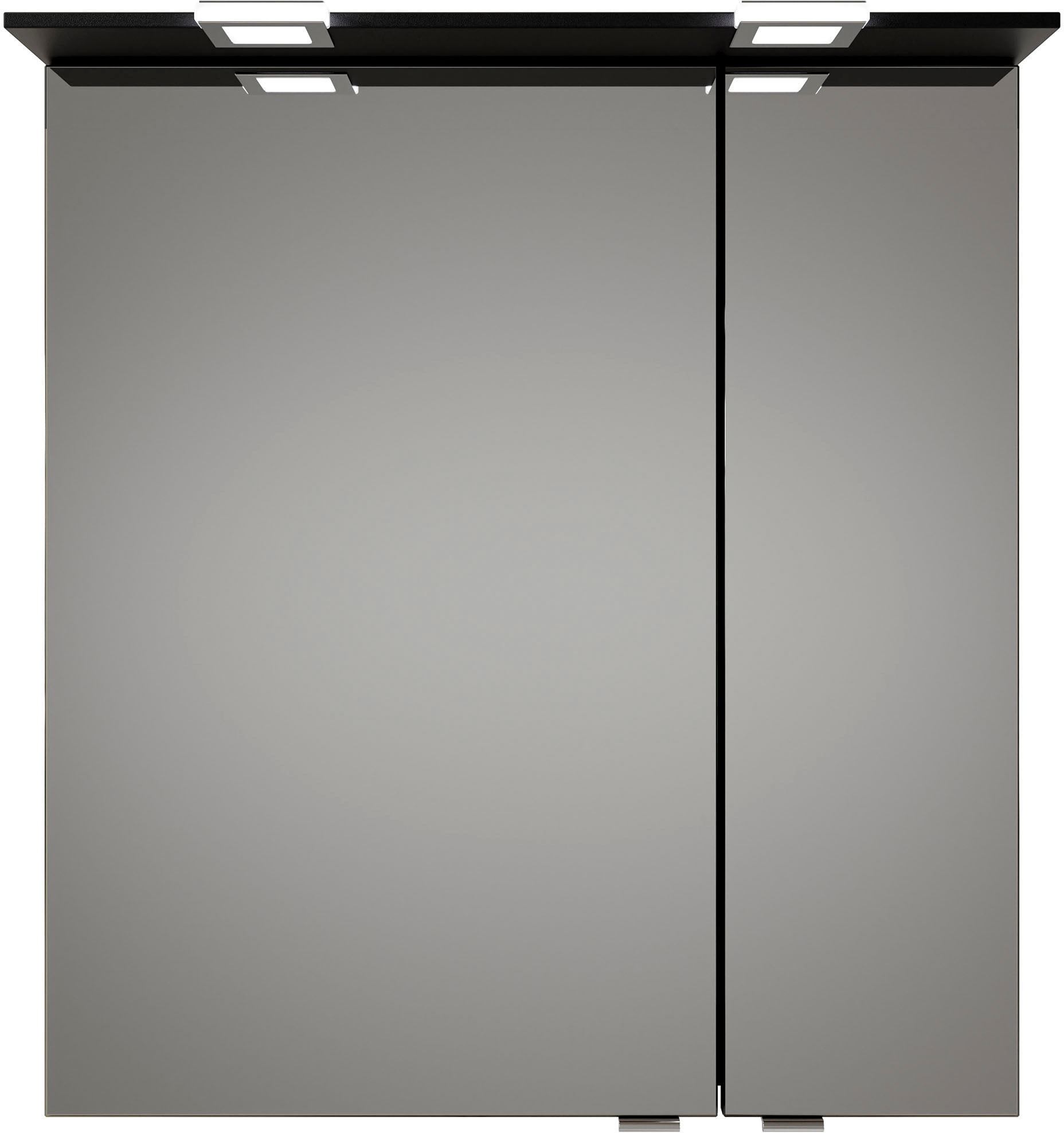 Saphir Badmöbel-Set »Serie 6025 2-teilig Mineralmarmor-Waschtisch mit LED-Spiegelschrank«, (2 St.), Waschplatz 67 cm breit, 2 Schubladen, 2 Spiegel-Türen, inkl Türdämpfer