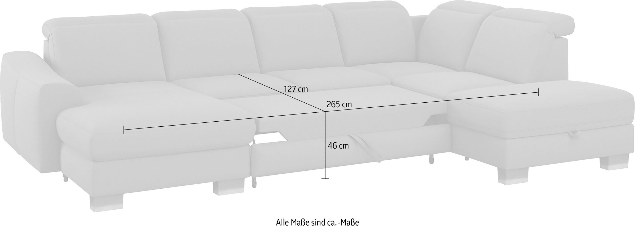 sit&more Wohnlandschaft »Dundee U-Form«, mit Federkern und Edelstahlfüßen, wahlweise mit Kopfteilverstellung