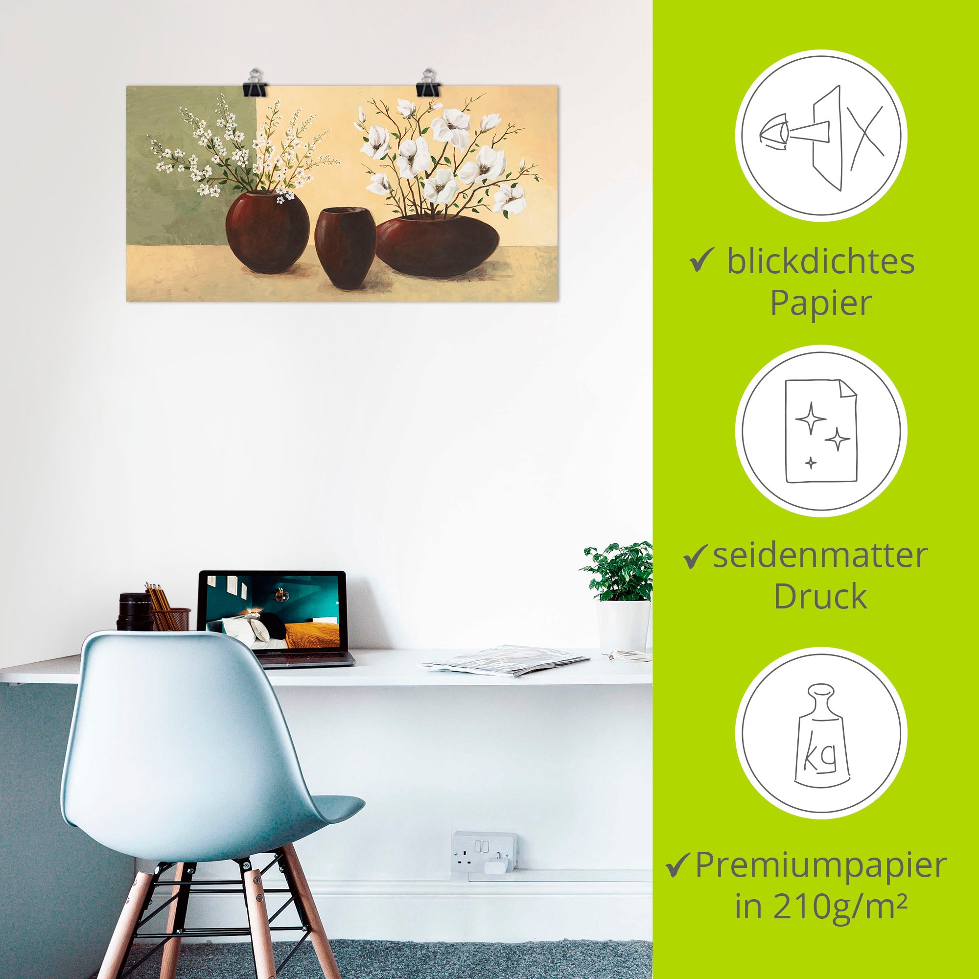 Artland Wandbild »Magnolien«, Vasen & Töpfe, (1 St.), als Alubild, Outdoorbild, Leinwandbild, Poster, Wandaufkleber