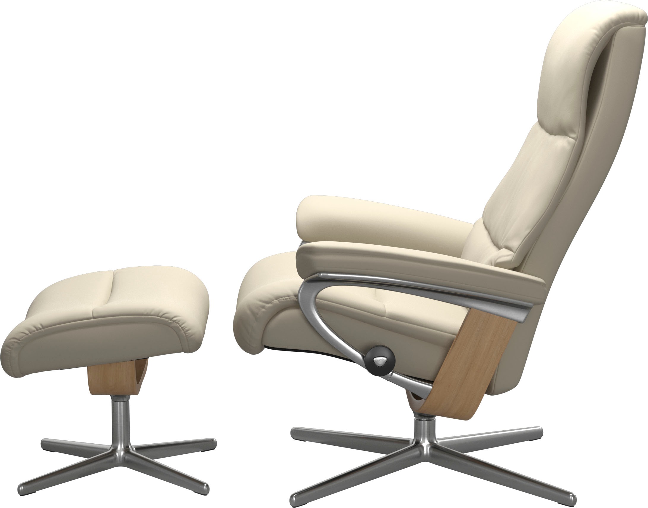Stressless® Relaxsessel »View«, (Set, Relaxsessel mit Hocker), mit Hocker, mit Cross Base, Größe S, M & L, Holzakzent Eiche